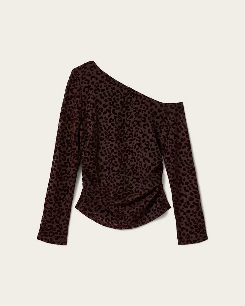 MIMI OFF-THE-SHOULDER LEOPARD MESH TOP - 1
