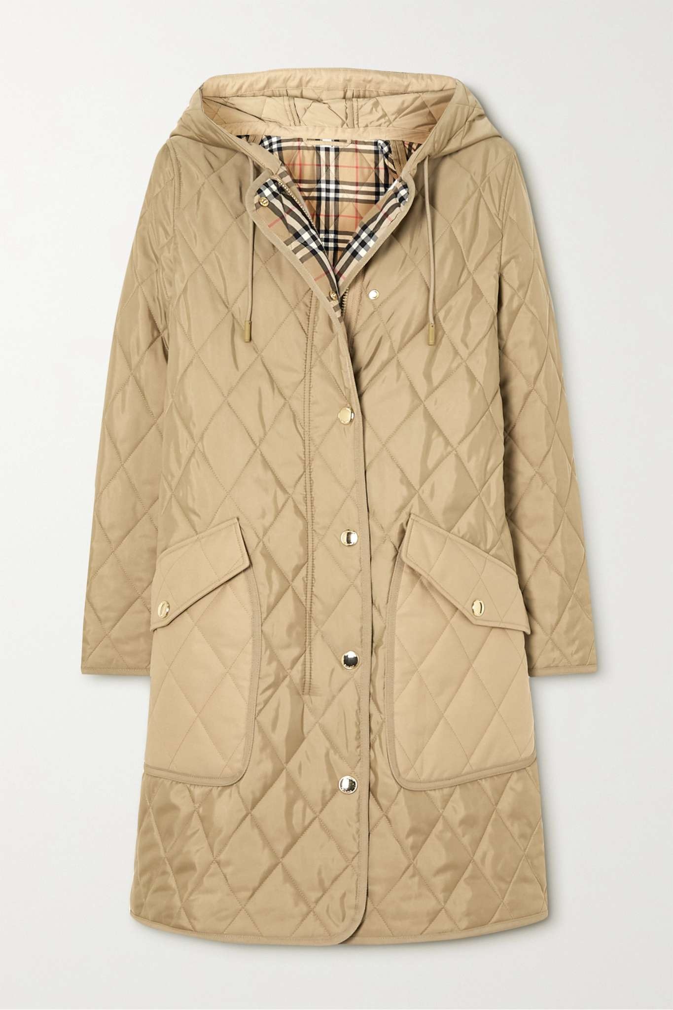 Quilted shell and gabardine hooded coat - 1