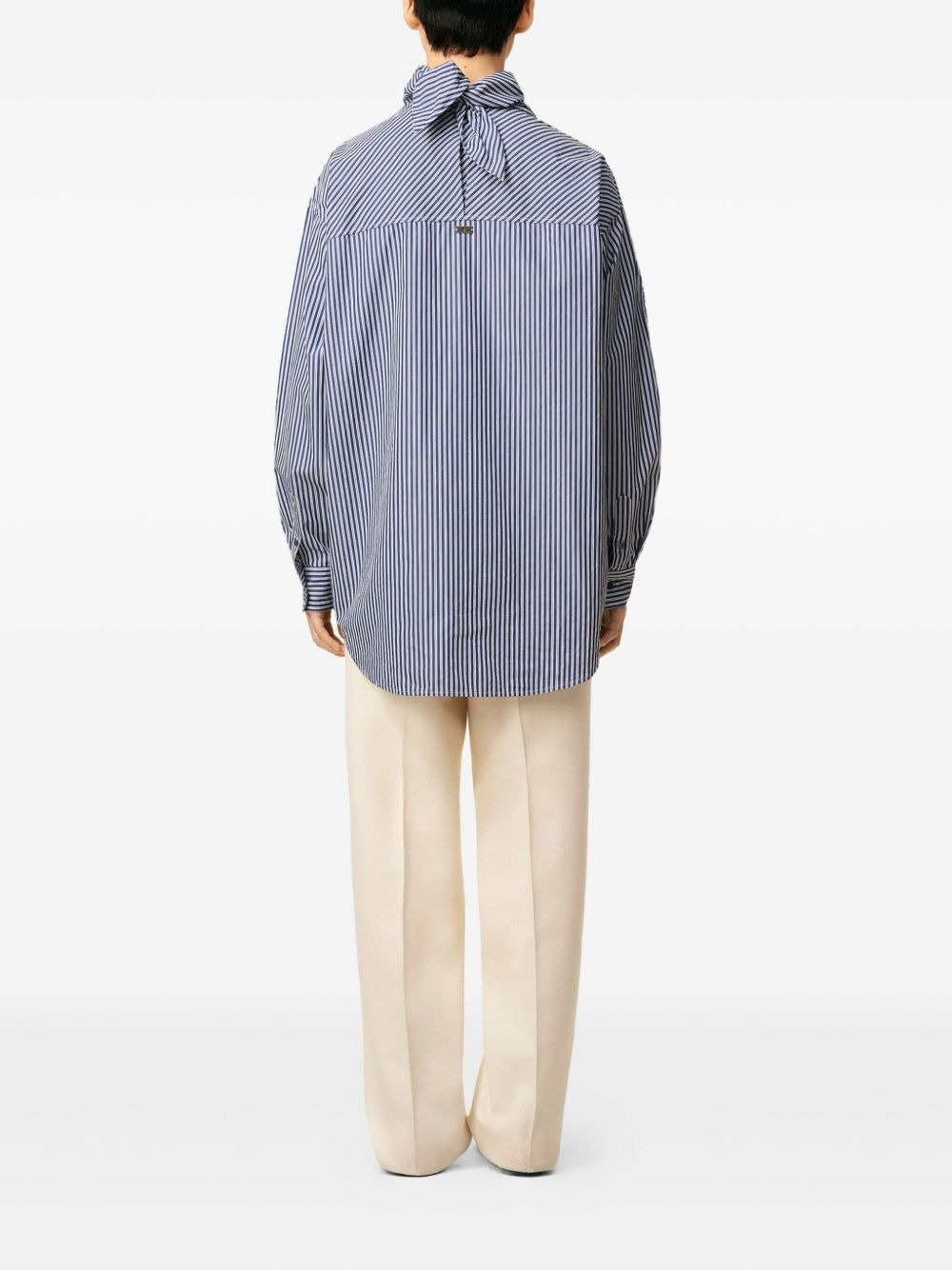 striped-pattern bandana-collar shirt - 4