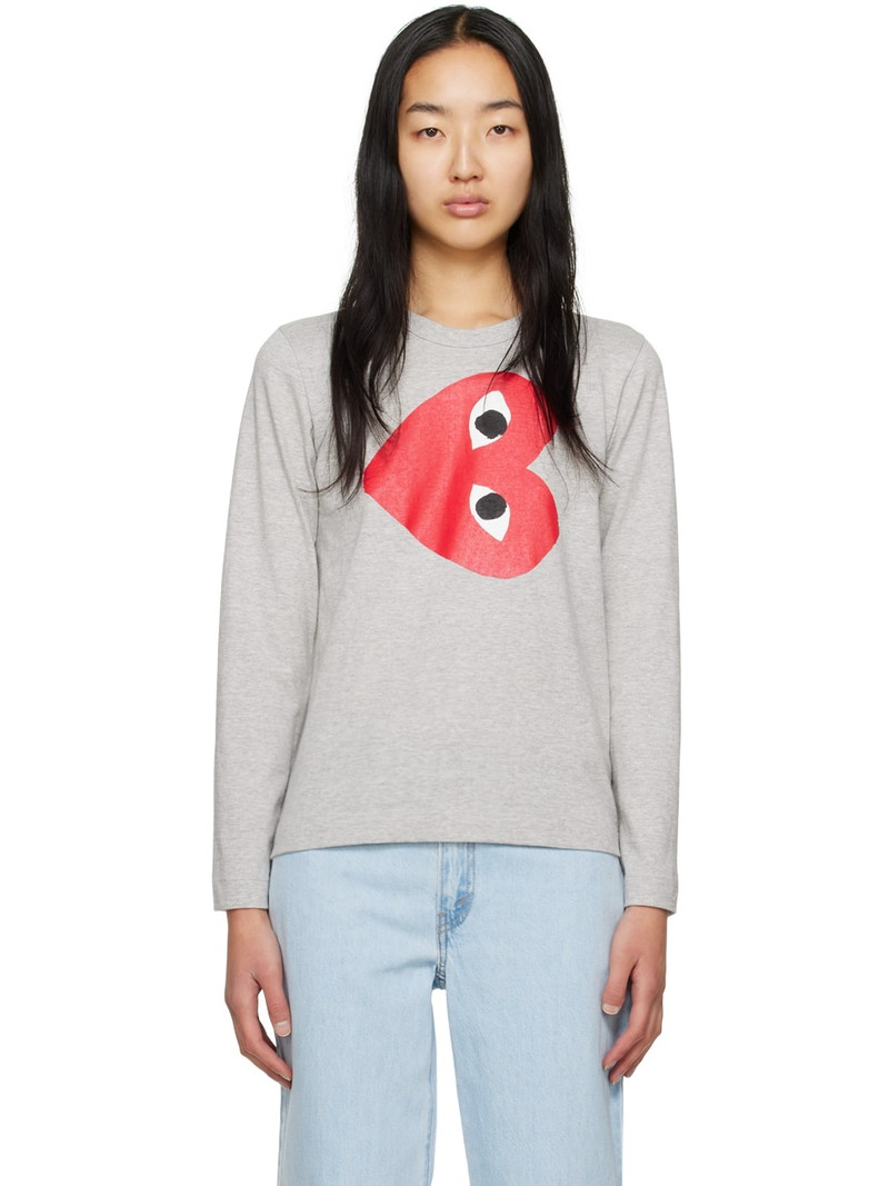 Gray Rotated Heart Long Sleeve T-Shirt - 1