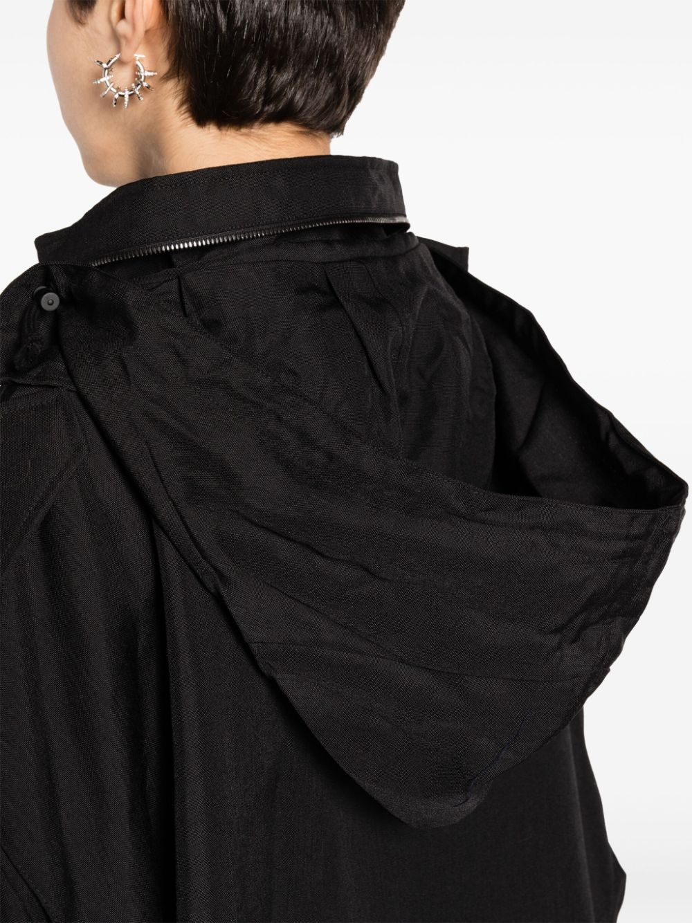 concealed-hood cotton parka coat - 5