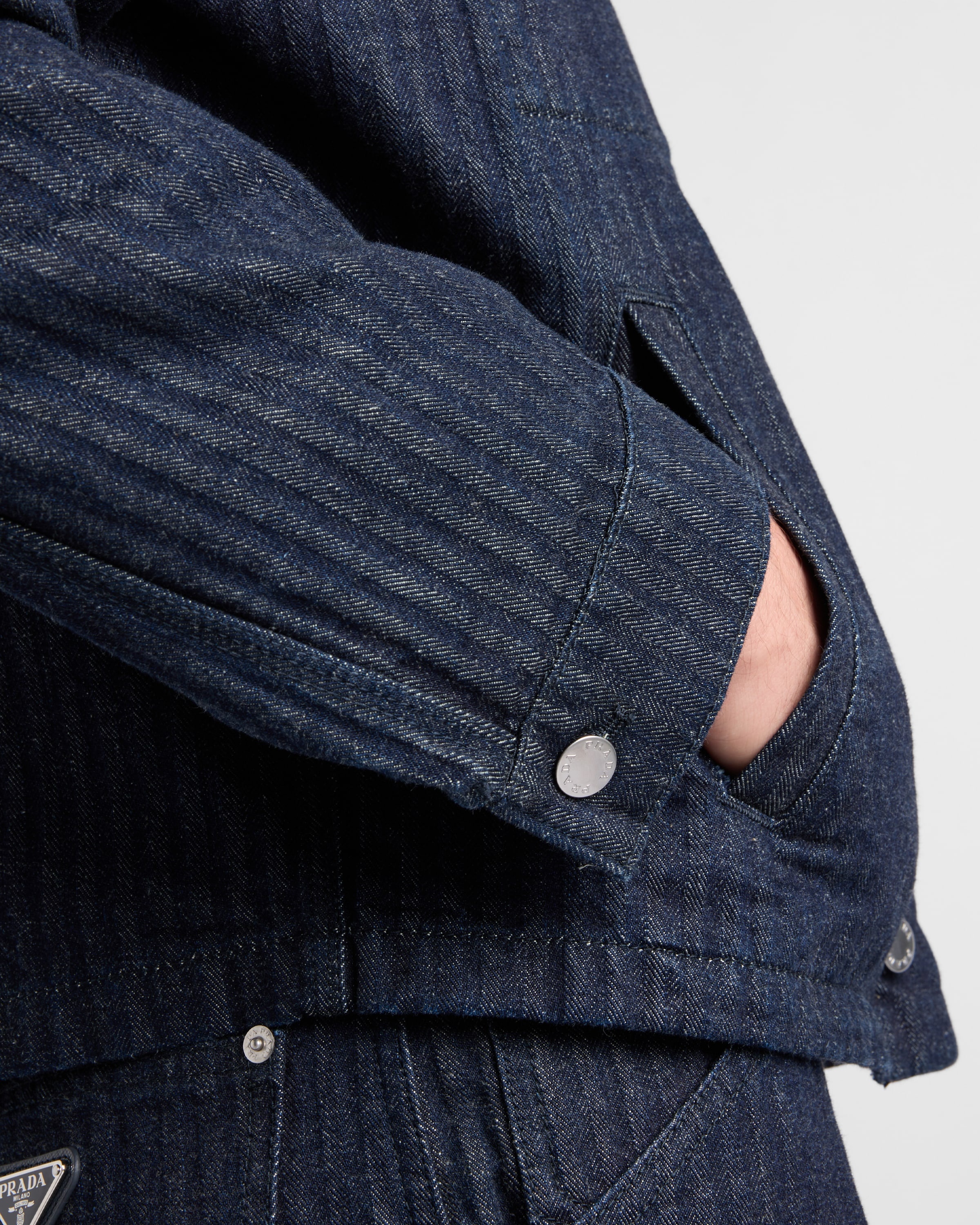 Chevron denim blouson jacket - 6