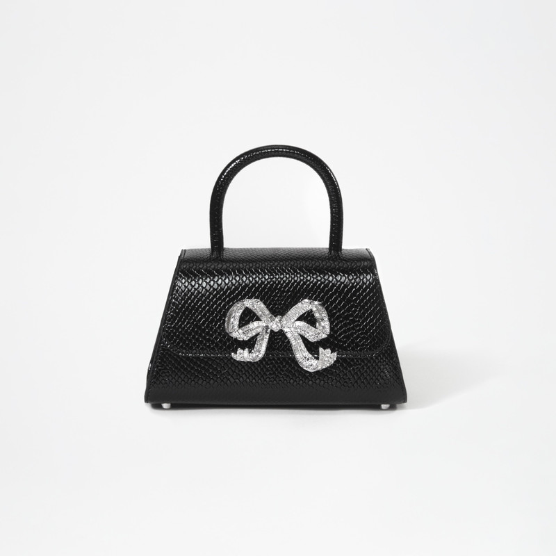 Black Python Diamante Bow Mini Bag 1