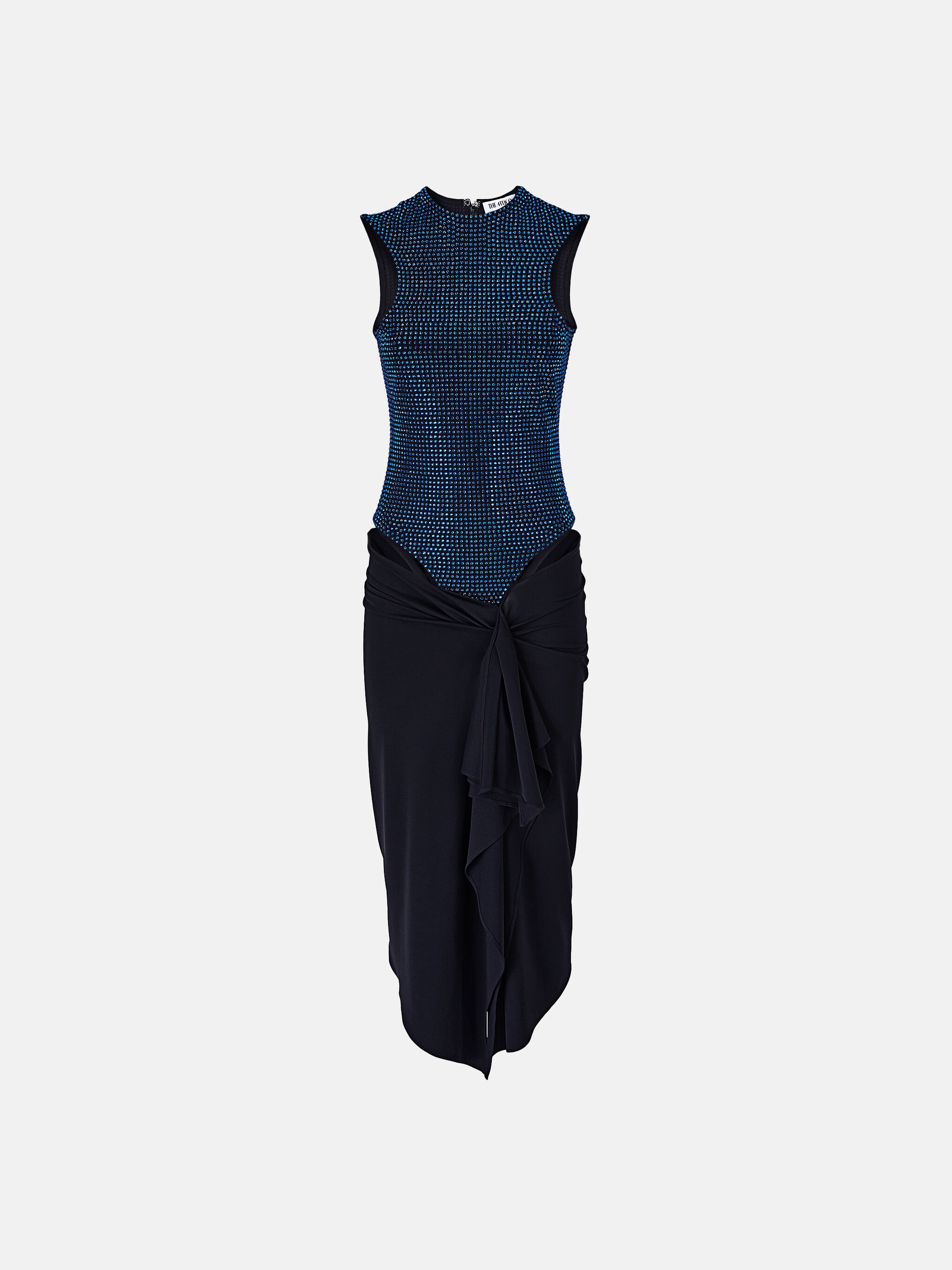 ''MIRNA'' BLUE AND BLACK MIDI DRESS - 1