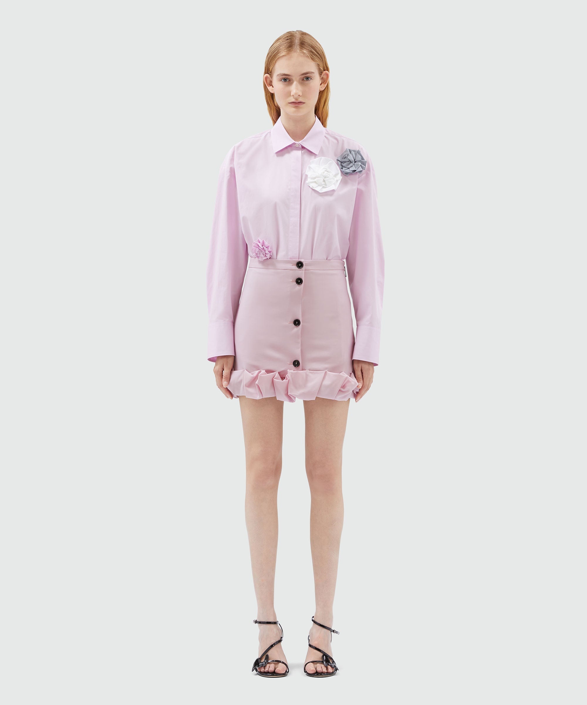 Pink wool miniskirt with ruffles - 2