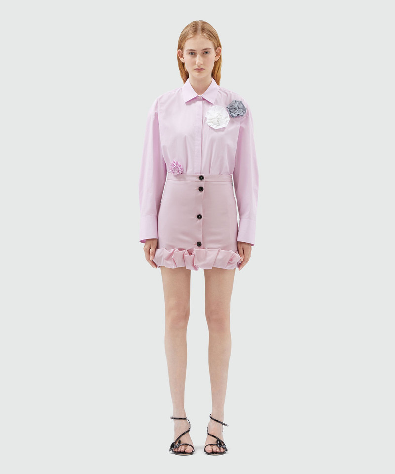 MSGM Pink wool miniskirt with ruffles outlook