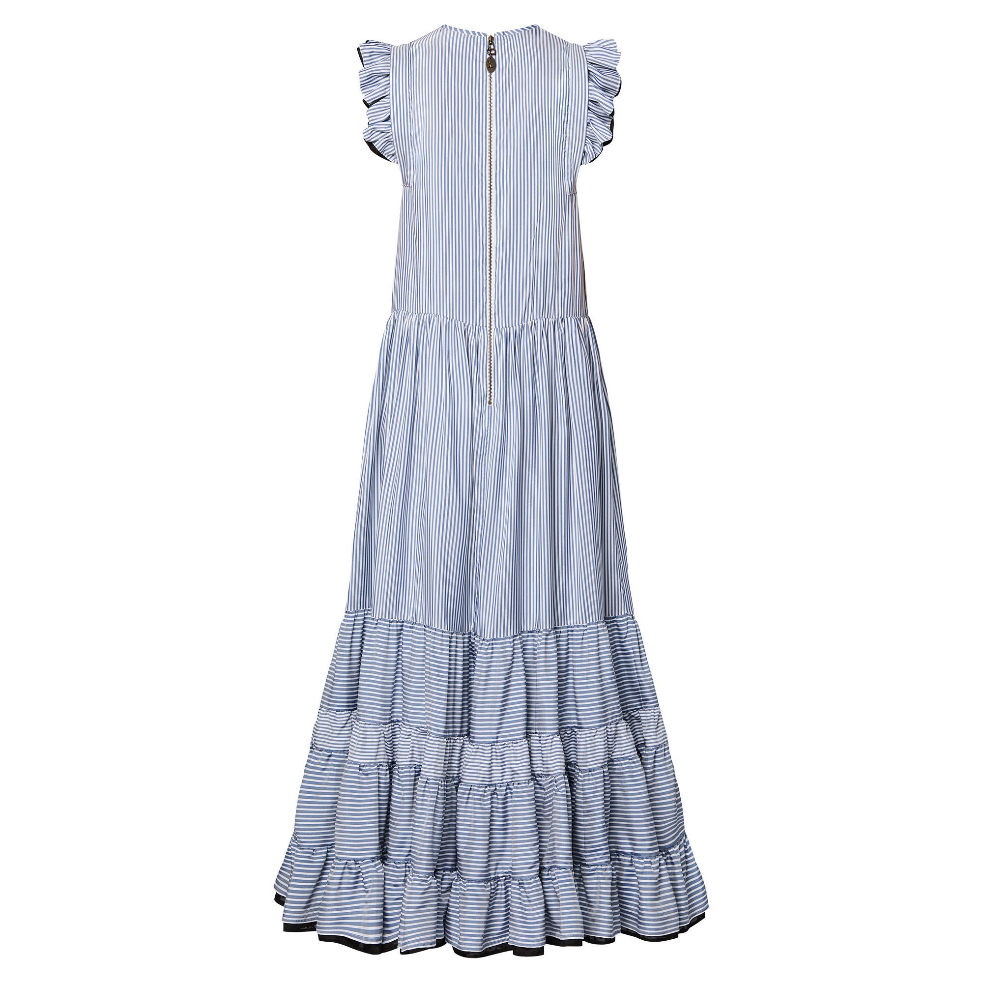 Bejeweled Pinstripe Tiered Dress - 3