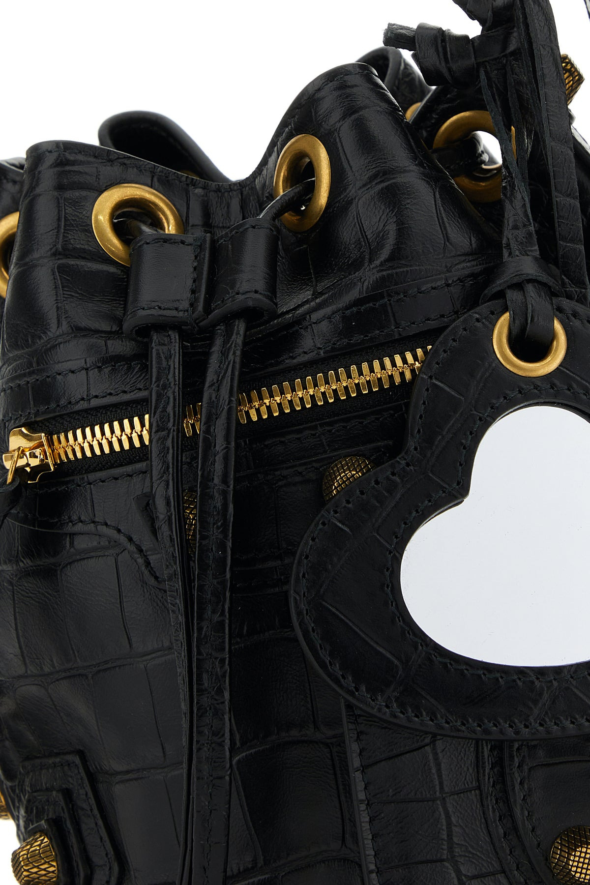 Black leather Le Cagole XS bucket bag - 4