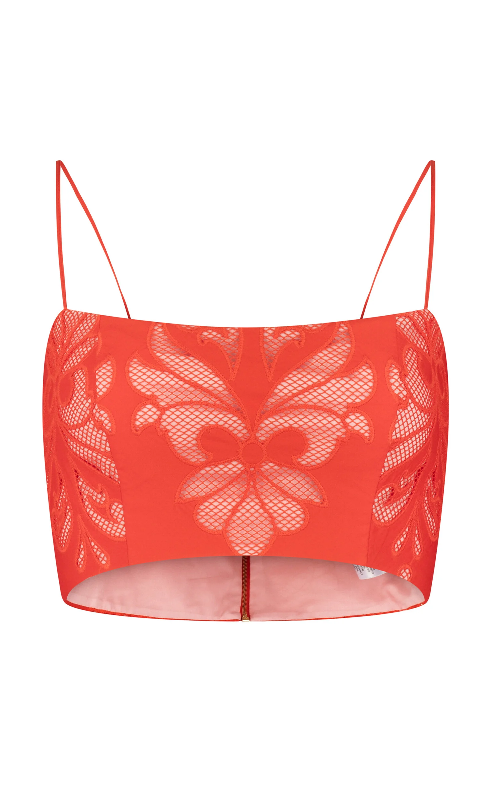 Trini Embroidered Cotton Crop Top red - 1