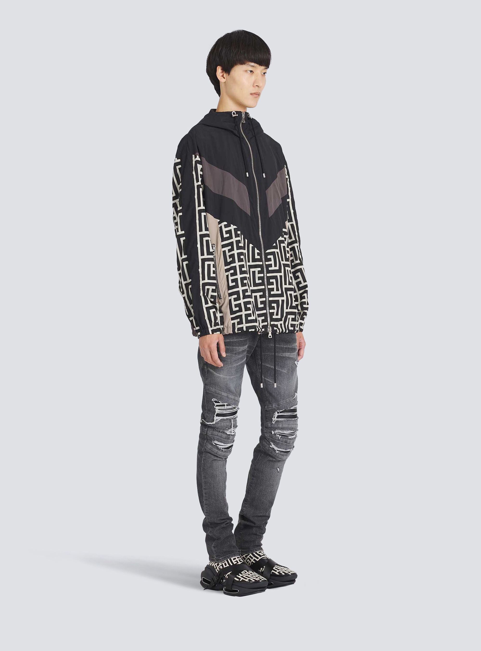 Hooded nylon jacket with Balmain monogram - 5