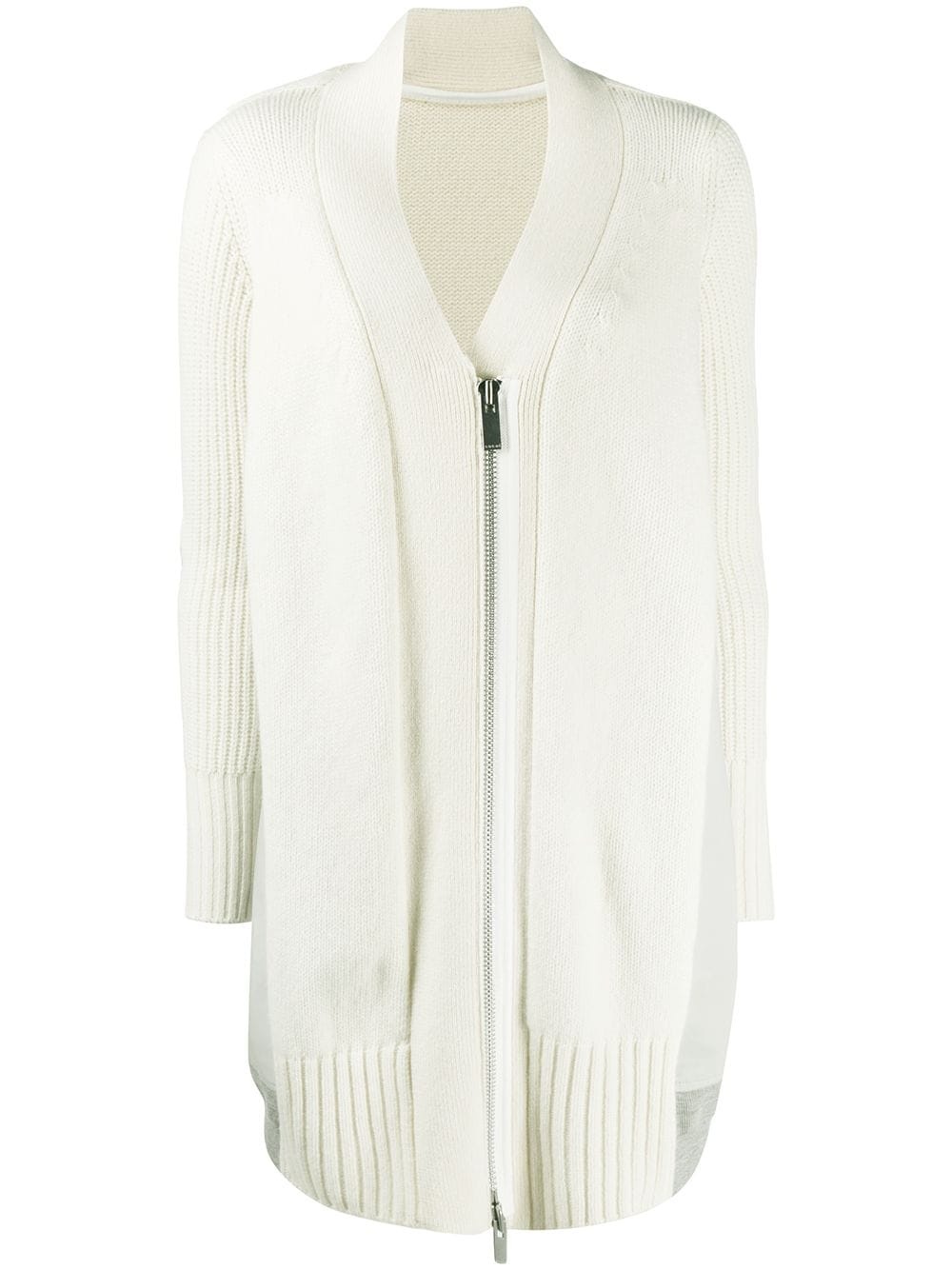 zipped rib-knit wool cardigan - 1