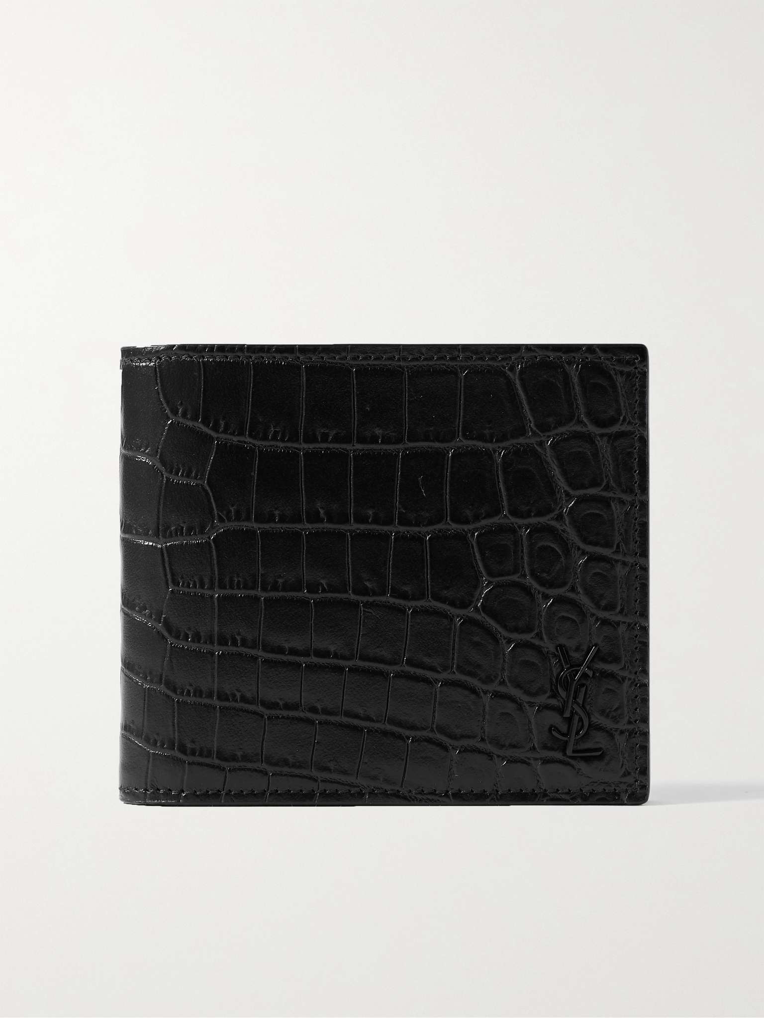 Logo-Appliquéd Croc-Effect Leather Billfold Wallet - 1