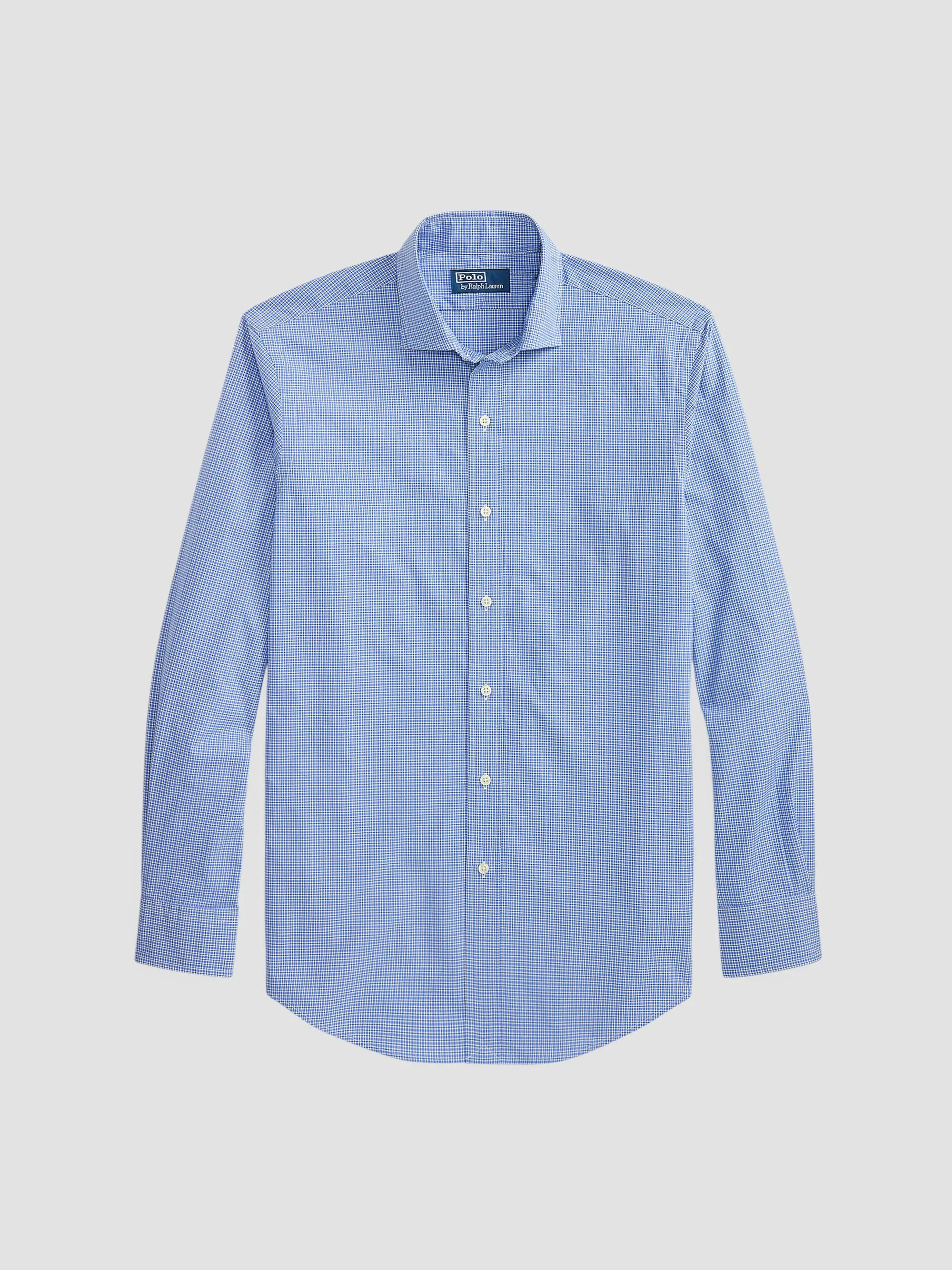 Men's Classic-Fit Checked Poplin Shirt - White Blue Multi - 1