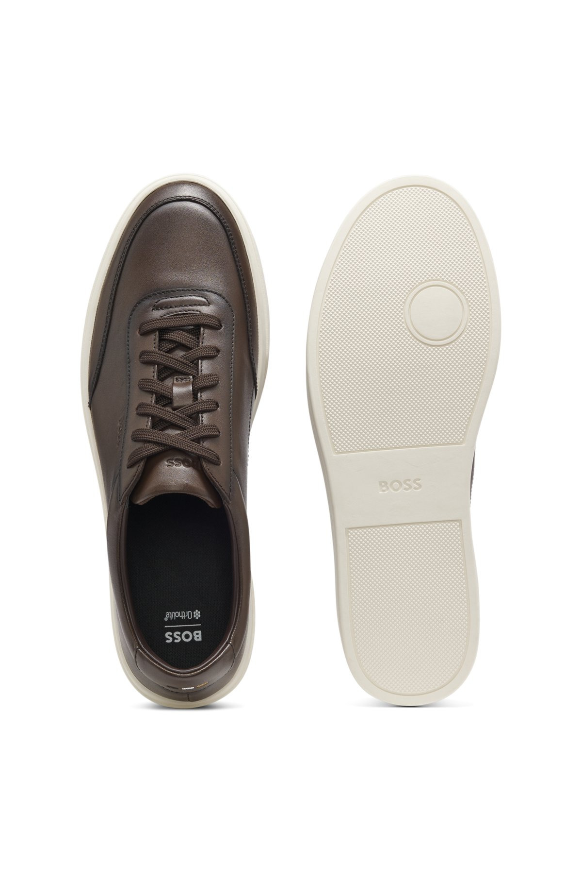 LEATHER TRAINERS WITH CONTRAST RUBBER OUTSOLE - 4