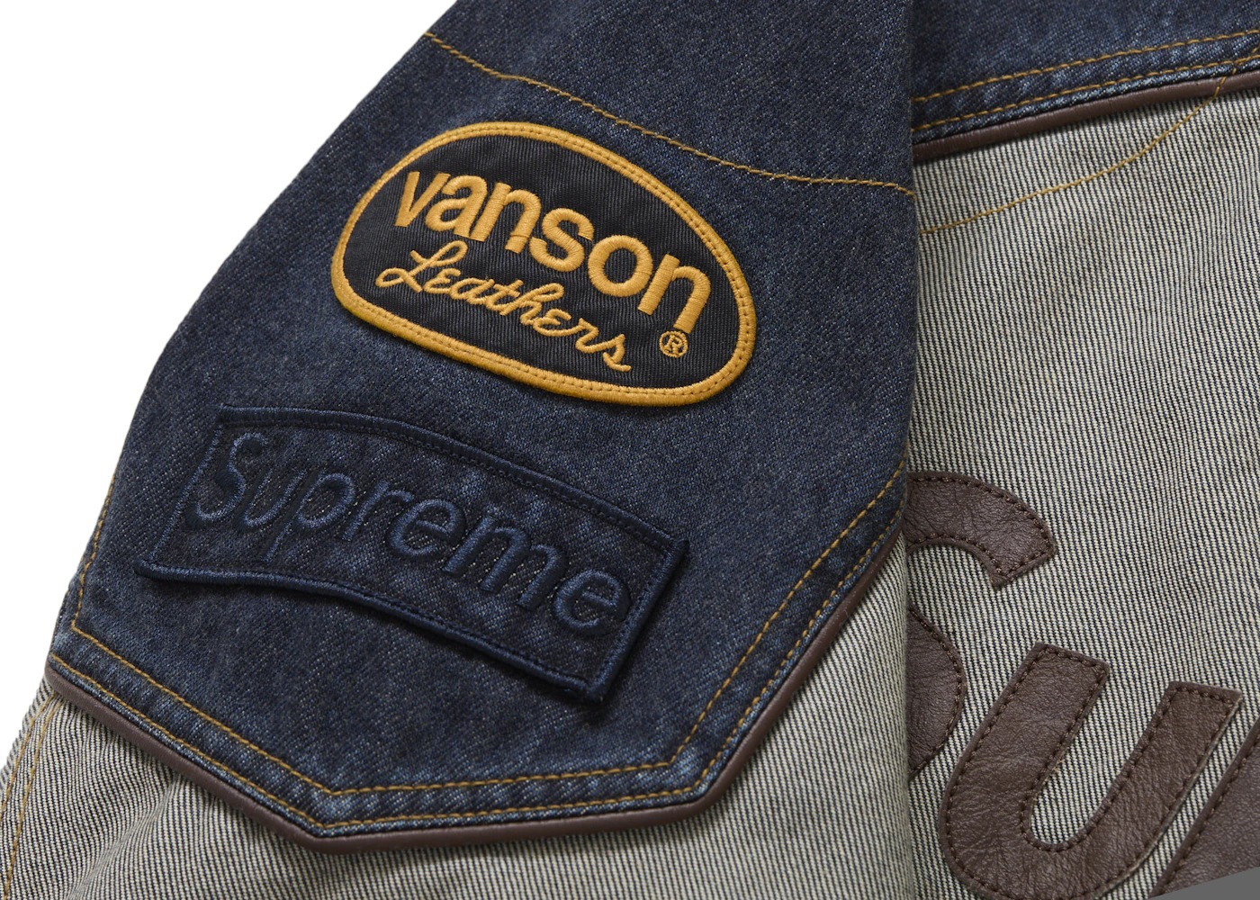 Supreme Vanson Leathers Cordura Cotton Jacket Denim - 4