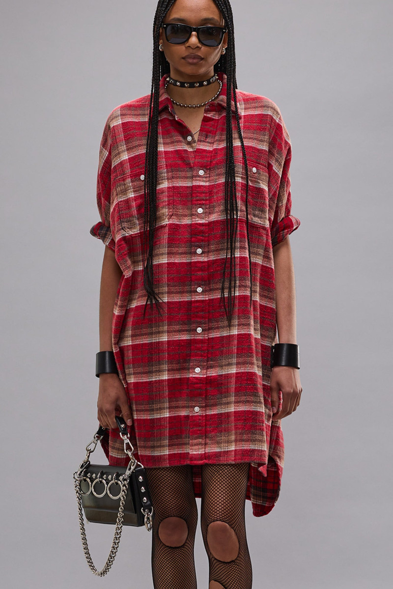 R13 PLAID OVERSIZED BOXY SHIRTDRESS outlook
