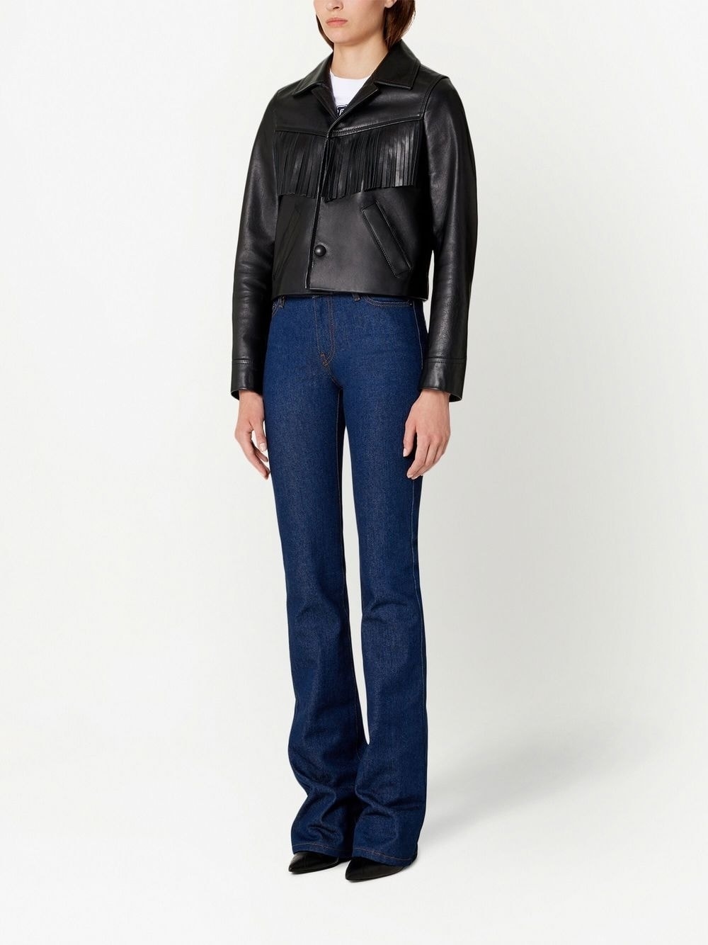 tasselled leather jacket - 3