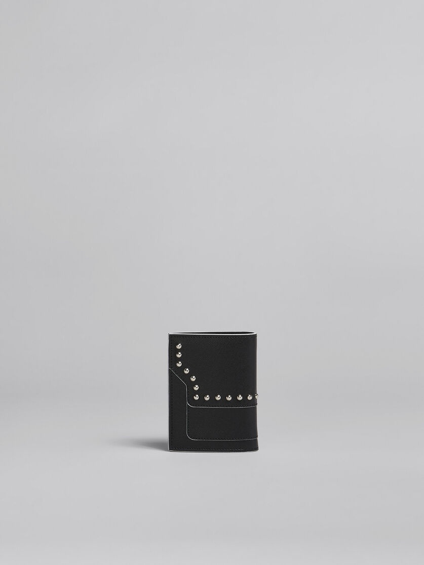 BLACK SAFFIANO LEATHER BI-FOLD WALLET WITH STUDS - 3