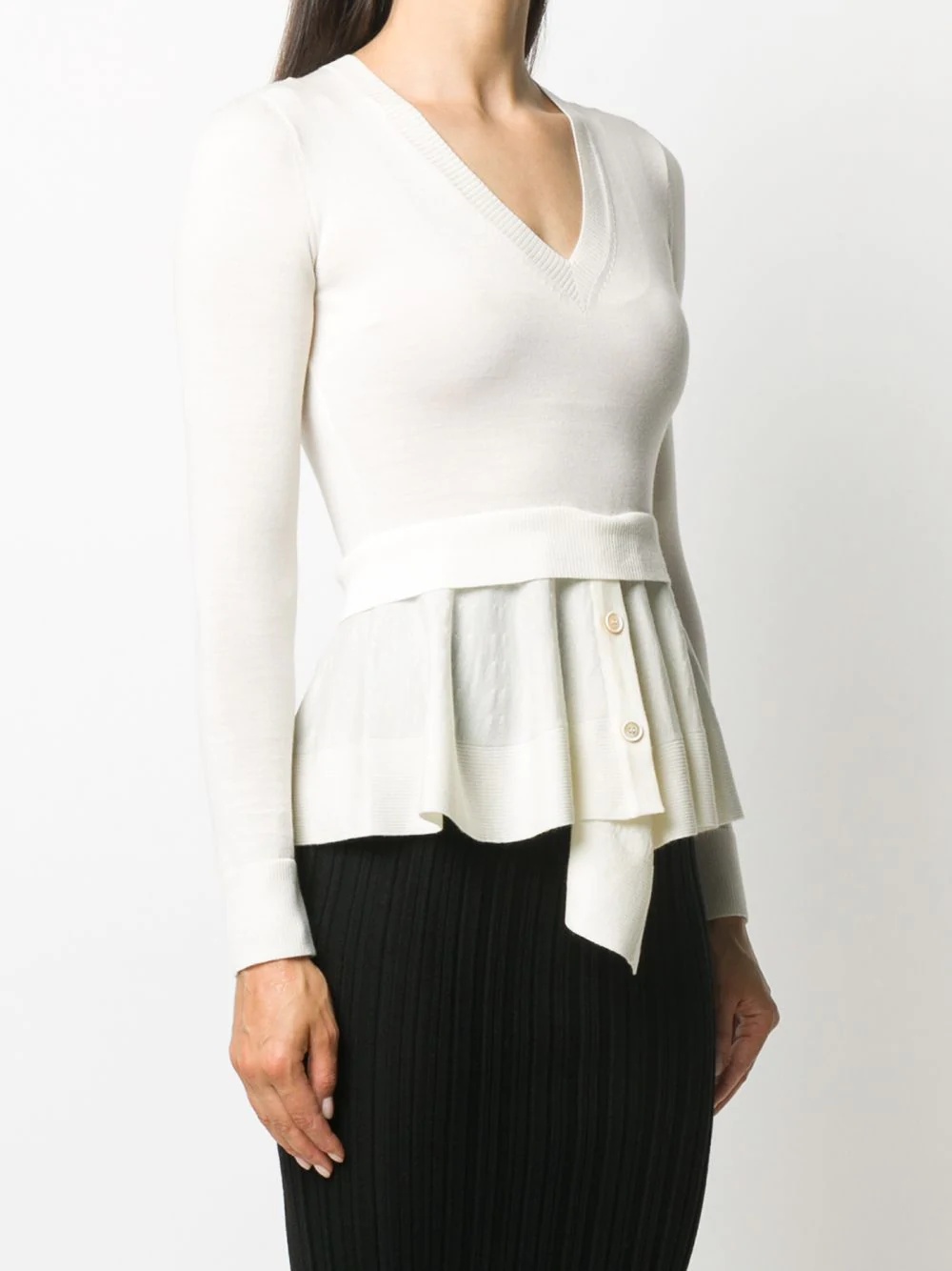 peplum fine-knit jumper - 3