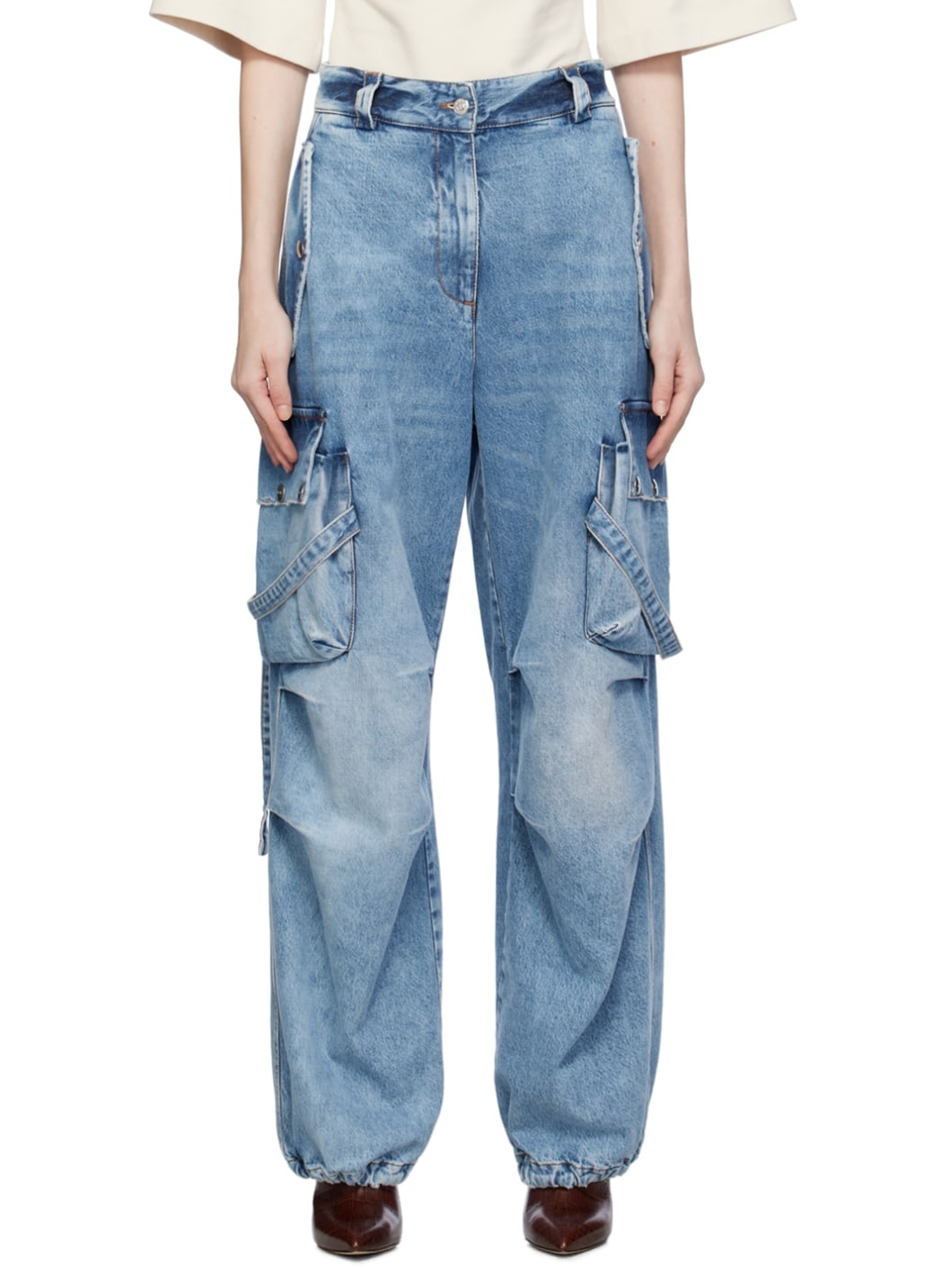 Blue Cargo Pocket Jeans - 1