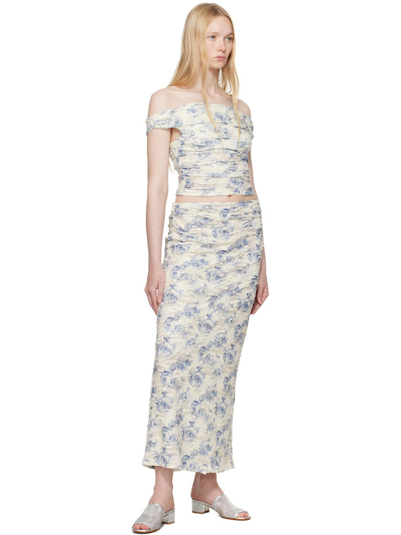 BEC + BRIDGE Off-White & Blue Riva Maxi Skirt outlook