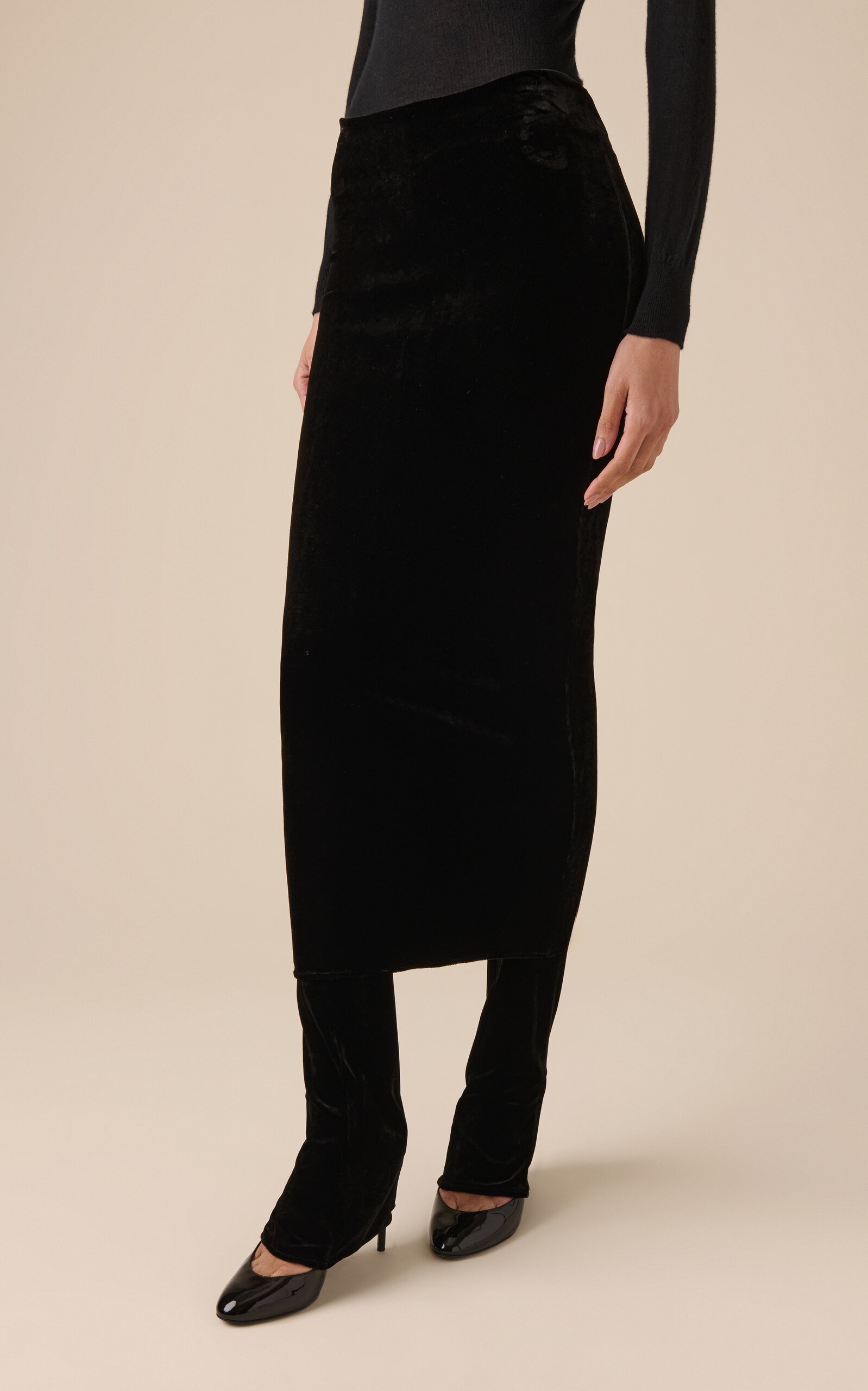Velvet Skirt Pants black - 3