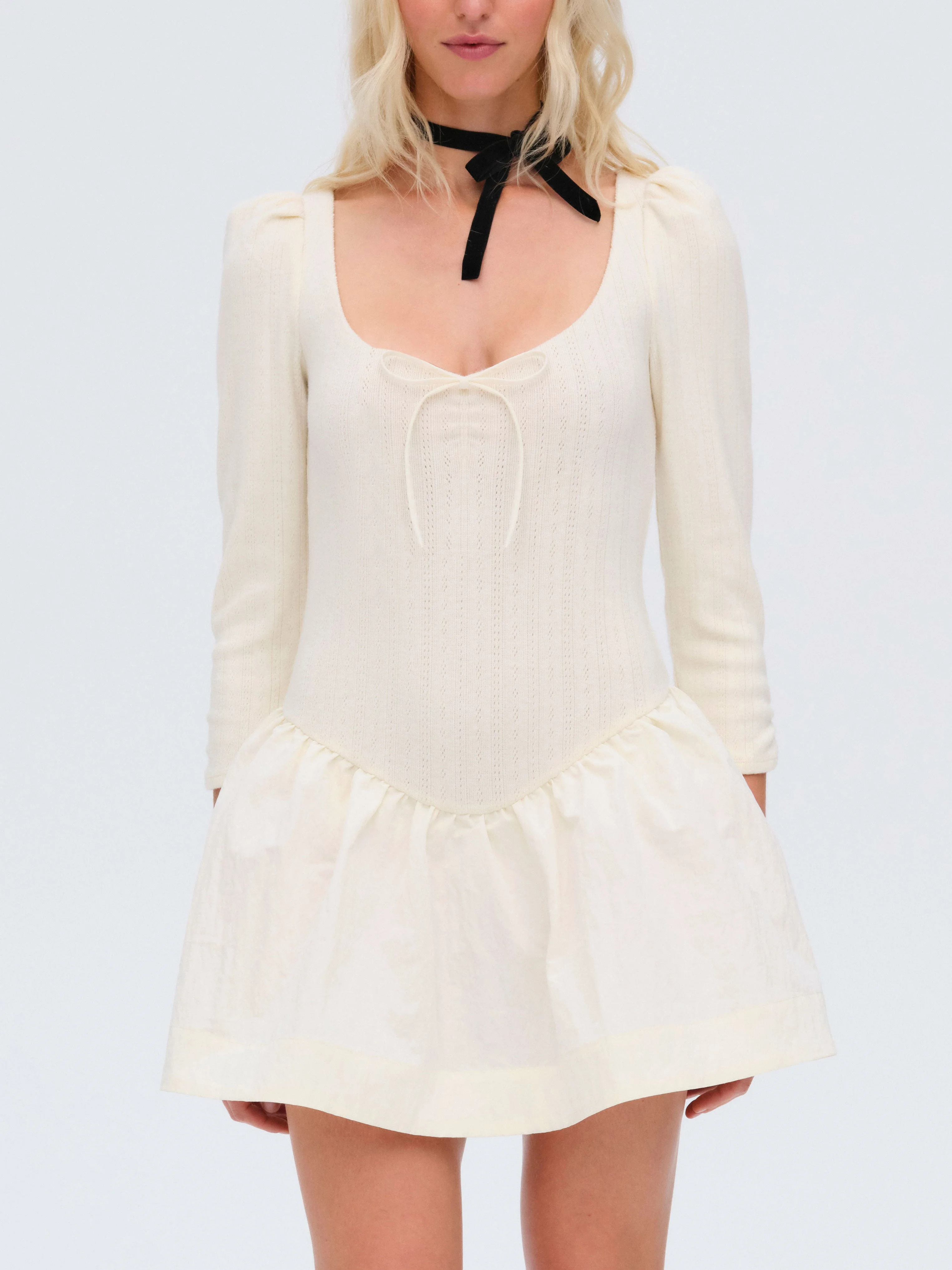 Aliyah Pointelle Mini Dress - 1