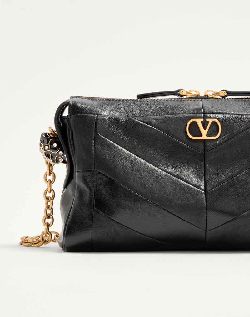 Valentino VALENTINO GARAVANI PANTHEA SMALL SHOULDER BAG IN NAPPA LEATHER WITH A CHEVRON PATTERN outlook