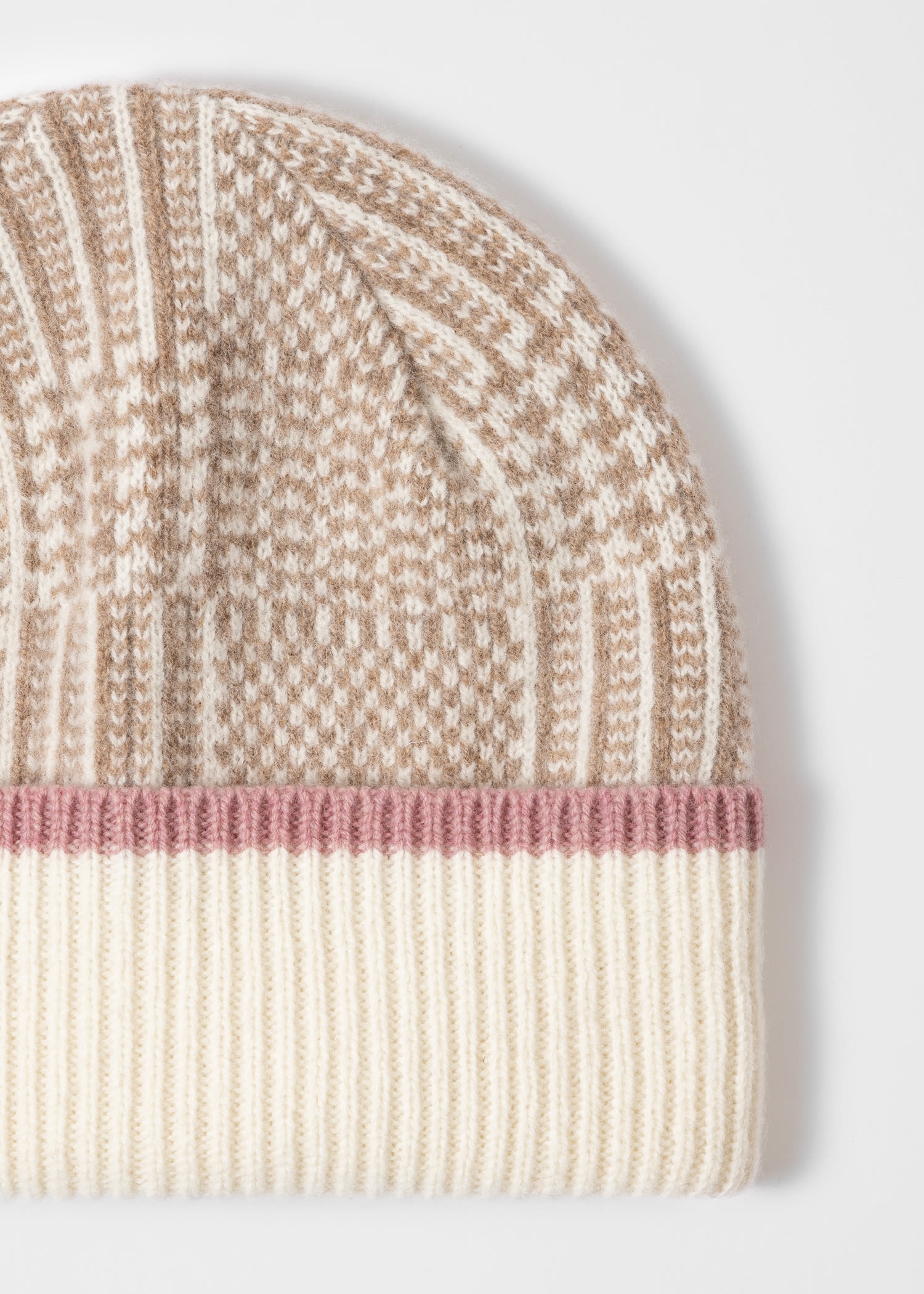 Cream 'Prince of Wales Check' Lambswool Beanie - 2
