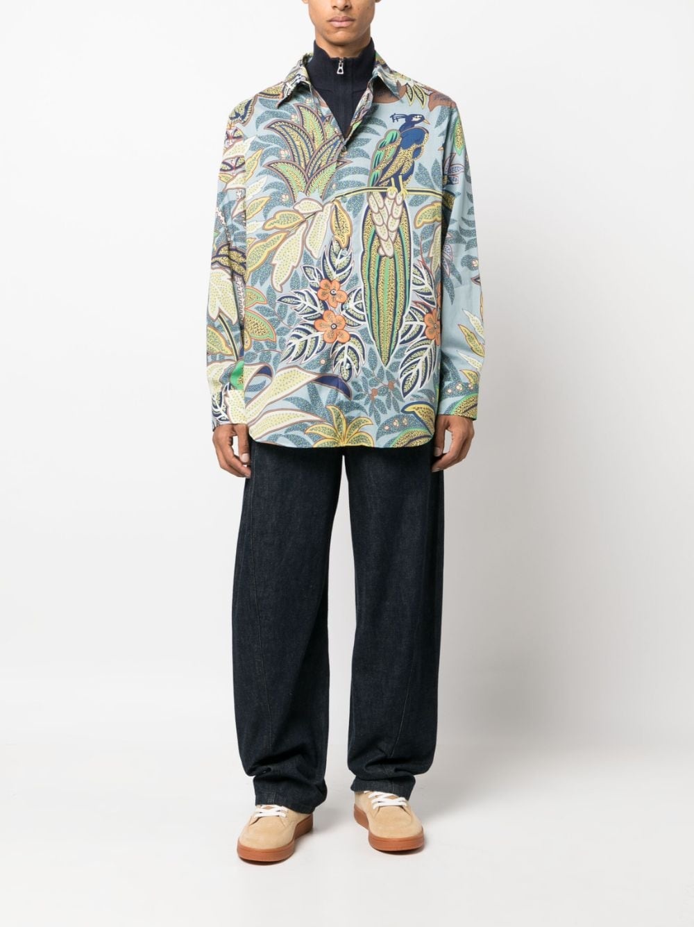 botanical-print cotton shirt - 2