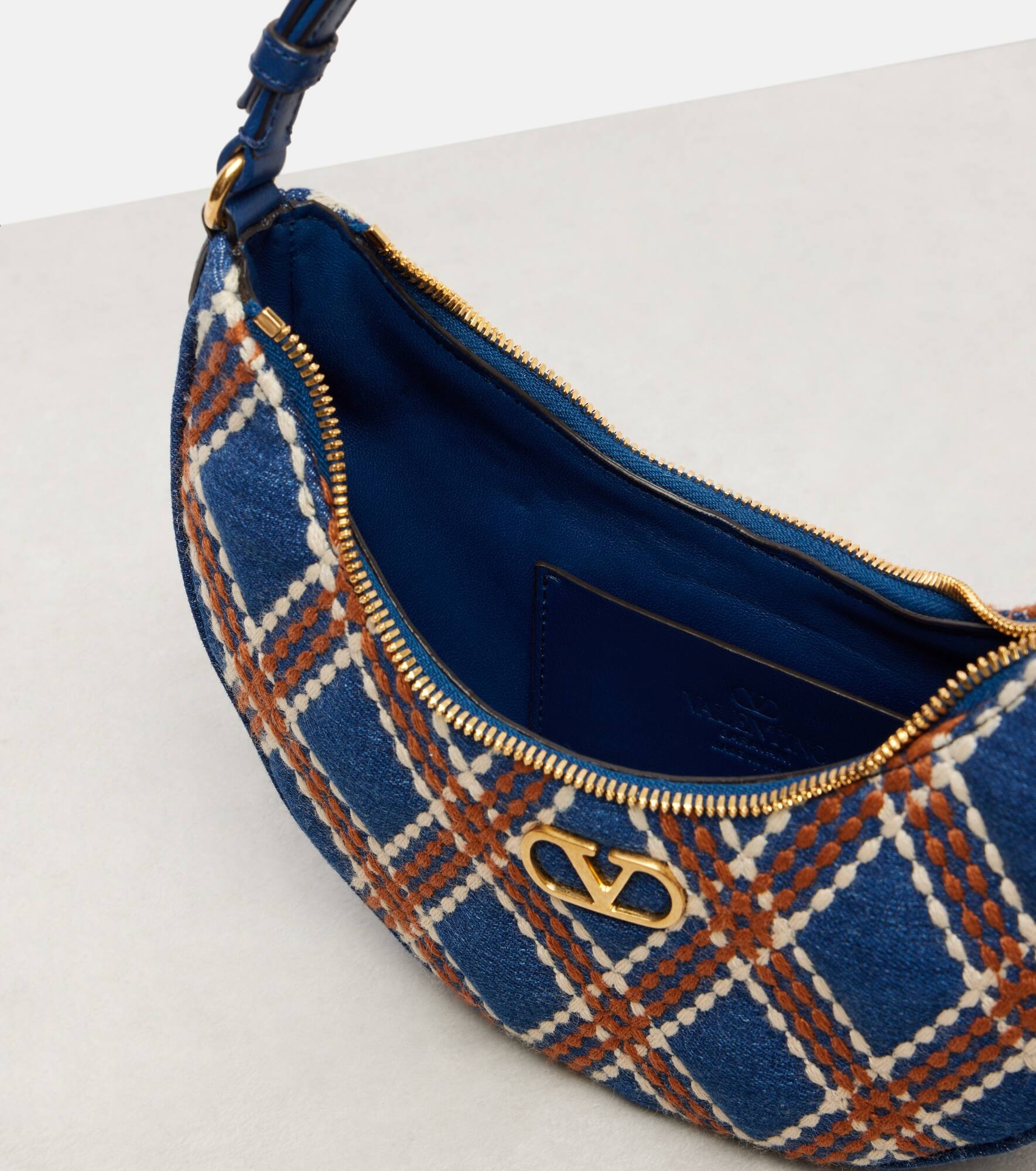 Quiltie 67 embroidered denim shoulder bag - 3