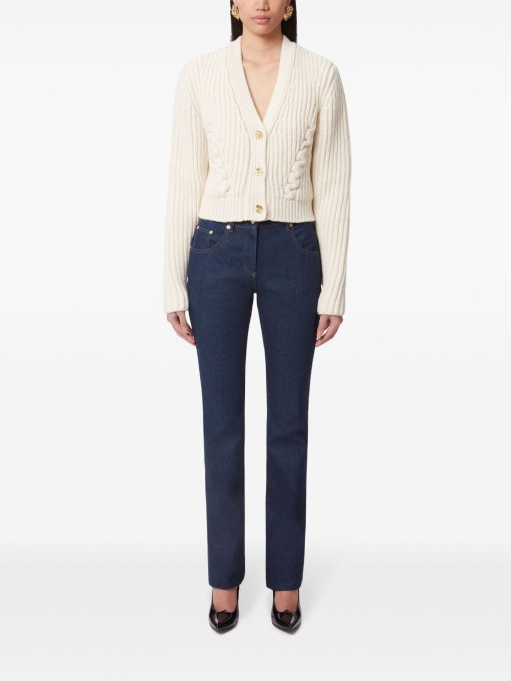 V-neck knit cardigan - 2