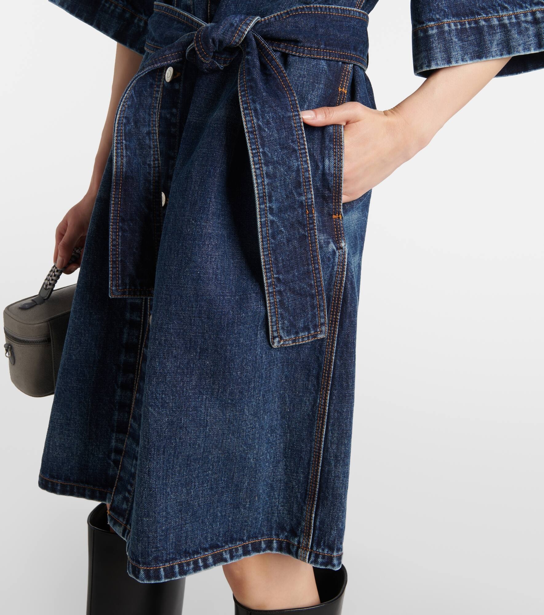 Corduroy-trimmed denim minidress - 5
