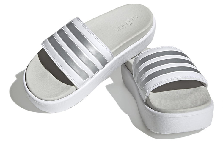 (WMNS) adidas Adilette Platform Slide 'White Zero Metallic' IE9703 - 3