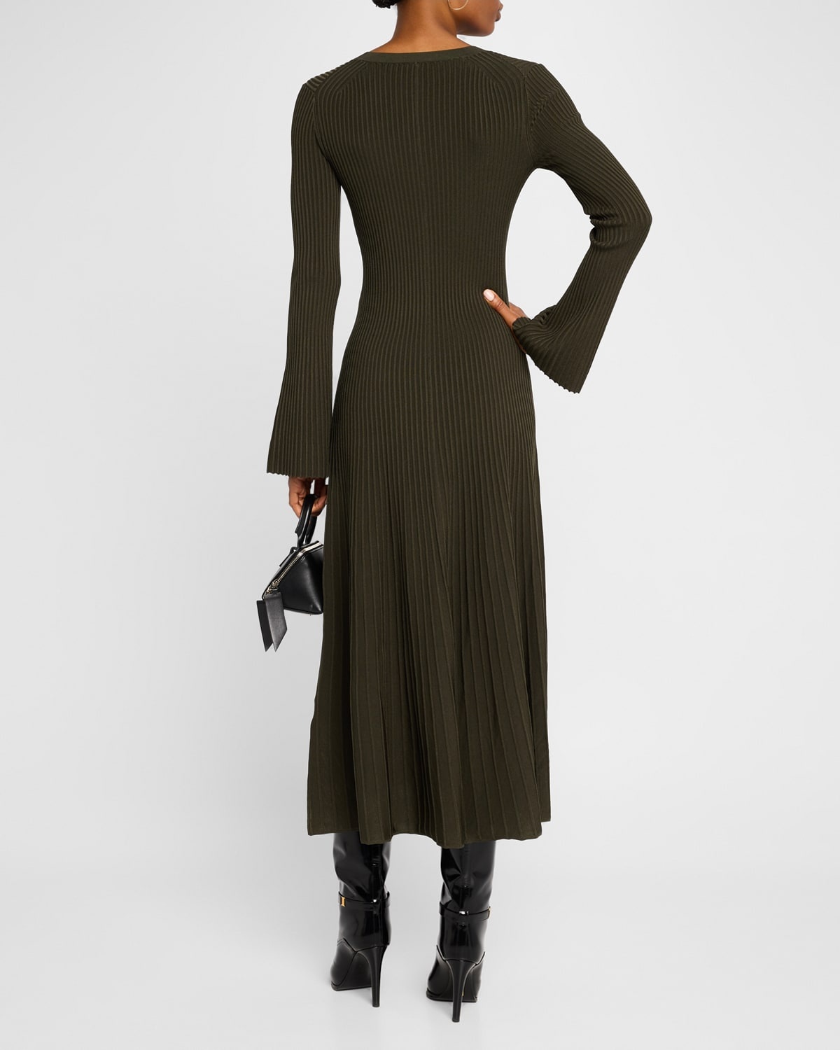 Genna Ribbed Long-Sleeve Midi Dress - 3