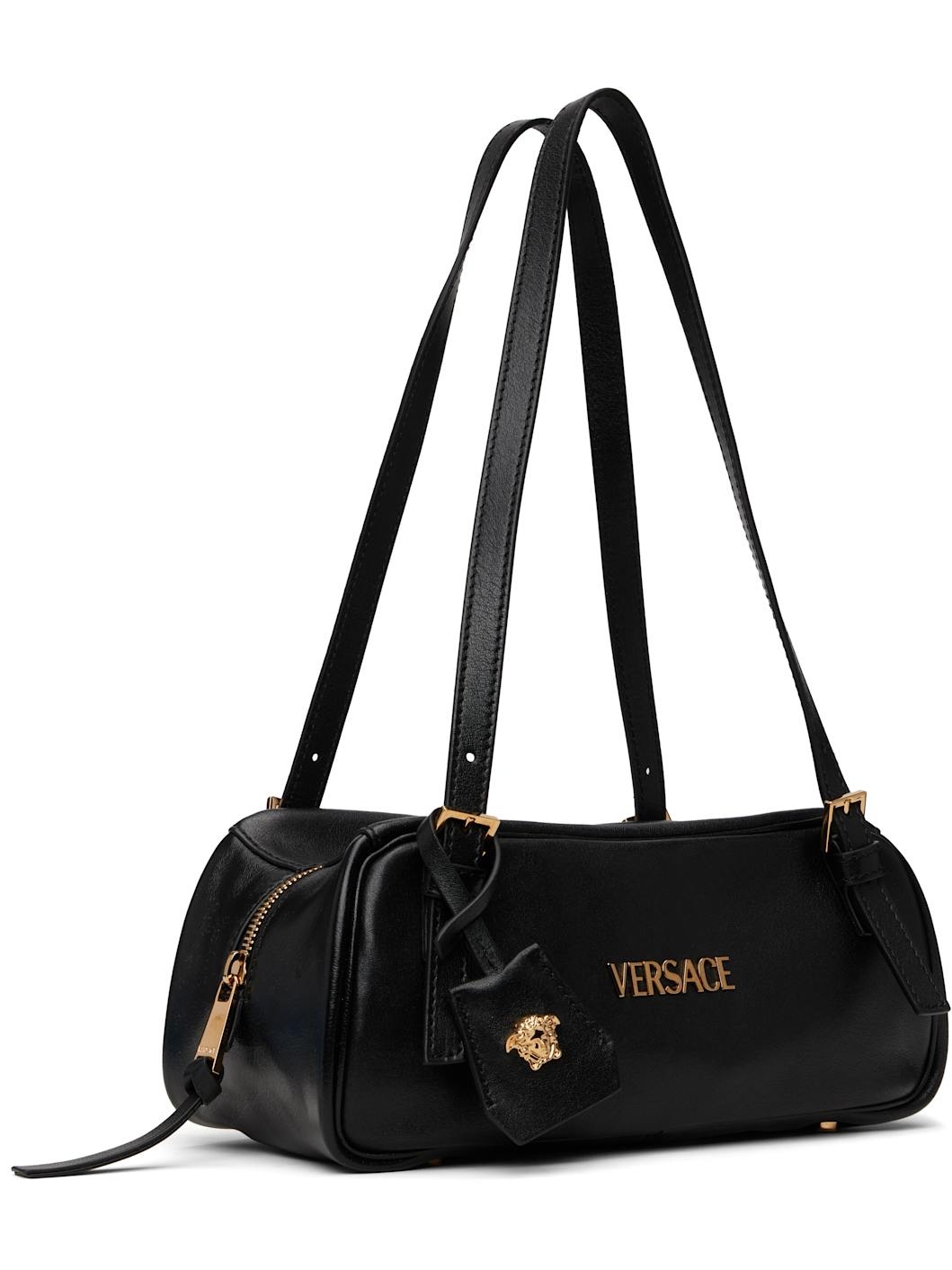 Black 'Versace' Tag Bowling Shoulder Bag - 2