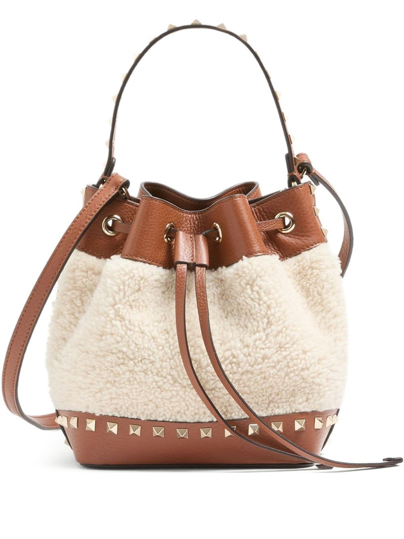 Rockstud shearling bucket bag 1
