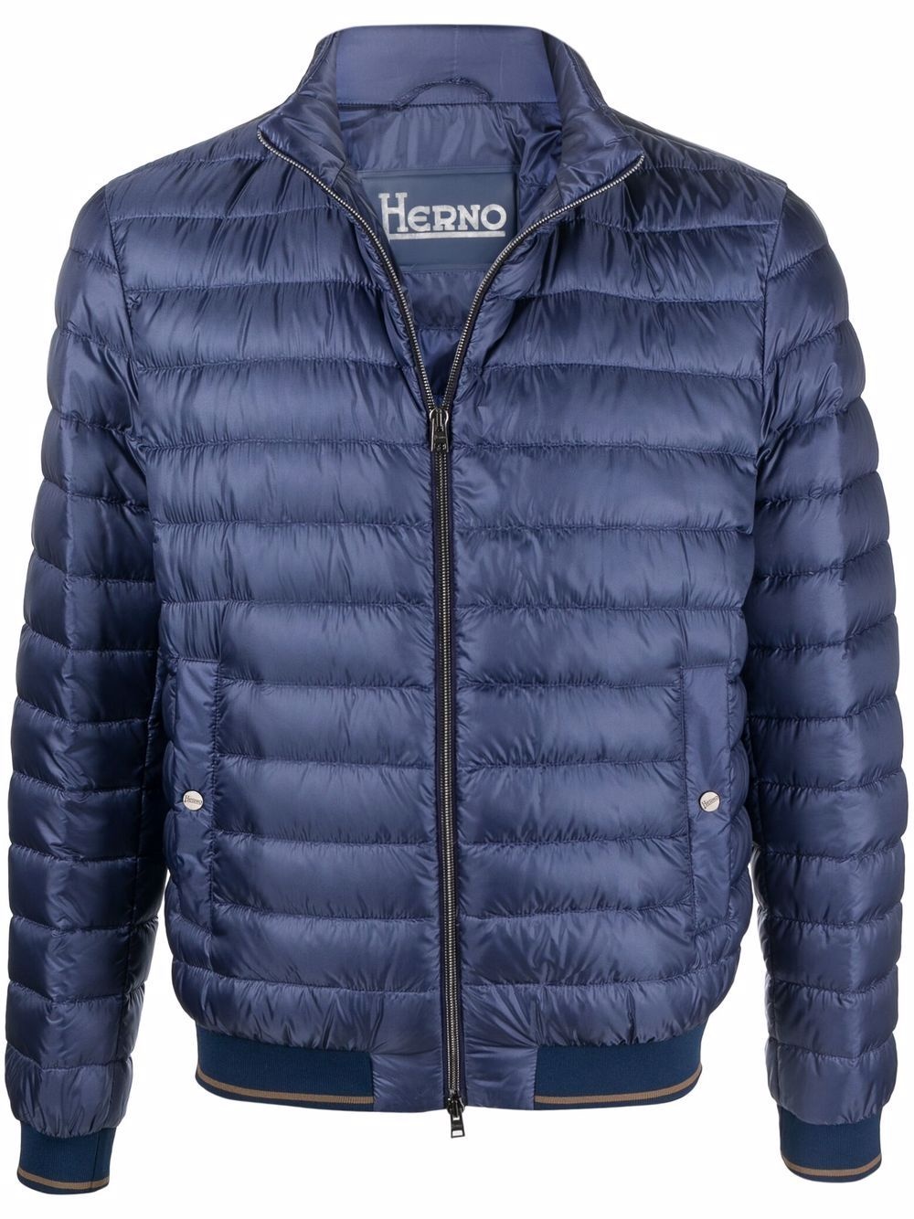 high-neck zip-up quilted jacket - 1