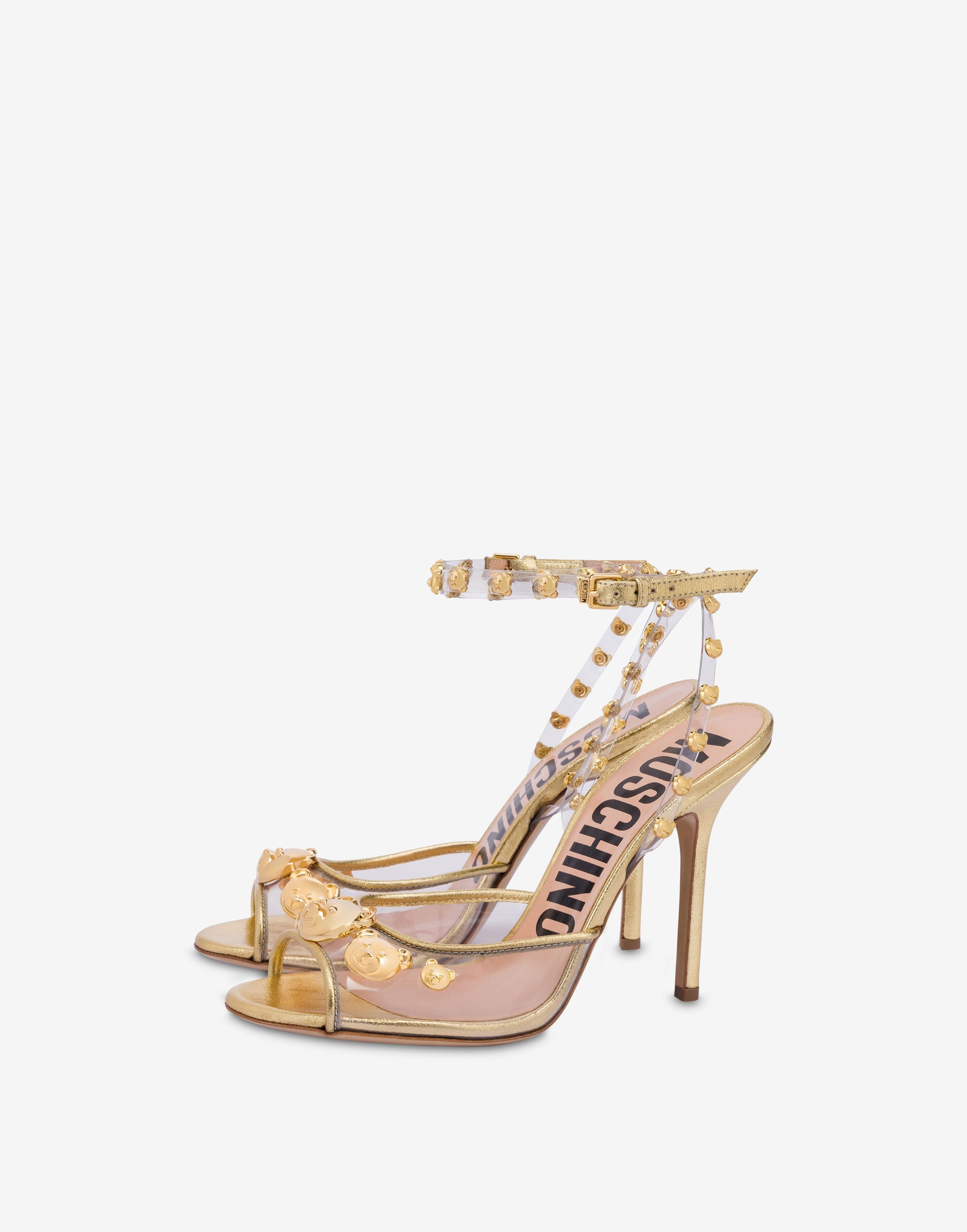 PVC TEDDY STUDS HIGH-HEELED SANDALS - 1