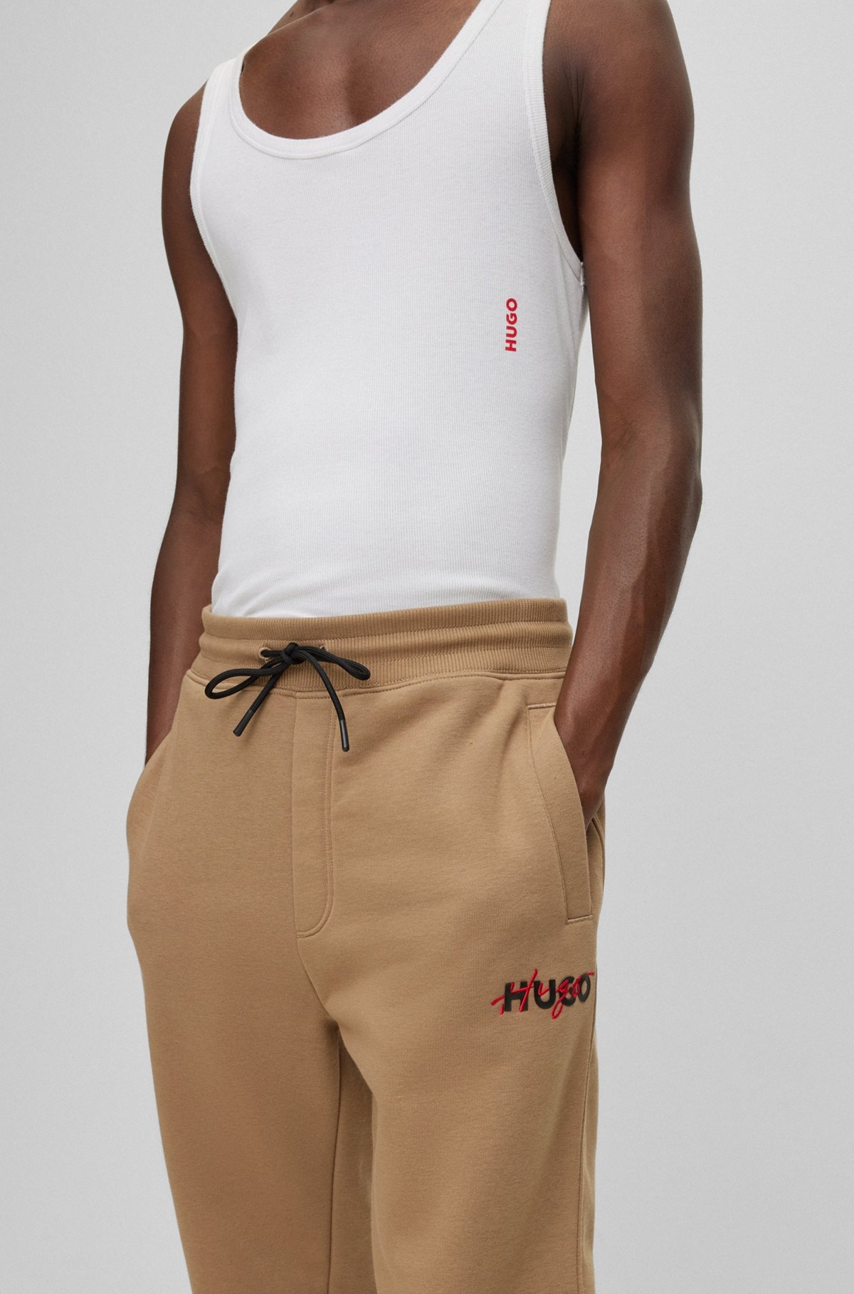 MONOGRAM-PRINT TRACKSUIT BOTTOMS WITH STRIPED TAPE - 3