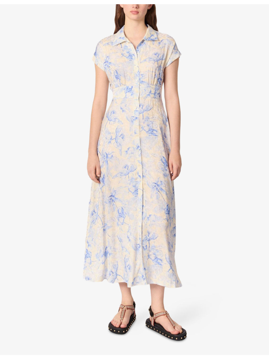 Floral-Print Short-Sleeve Woven Midi Dress - 2