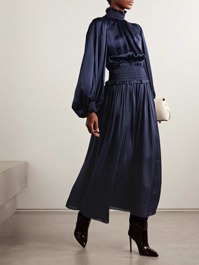 Zimmermann Dream Cropped Shirred Silk-satin Blouse outlook