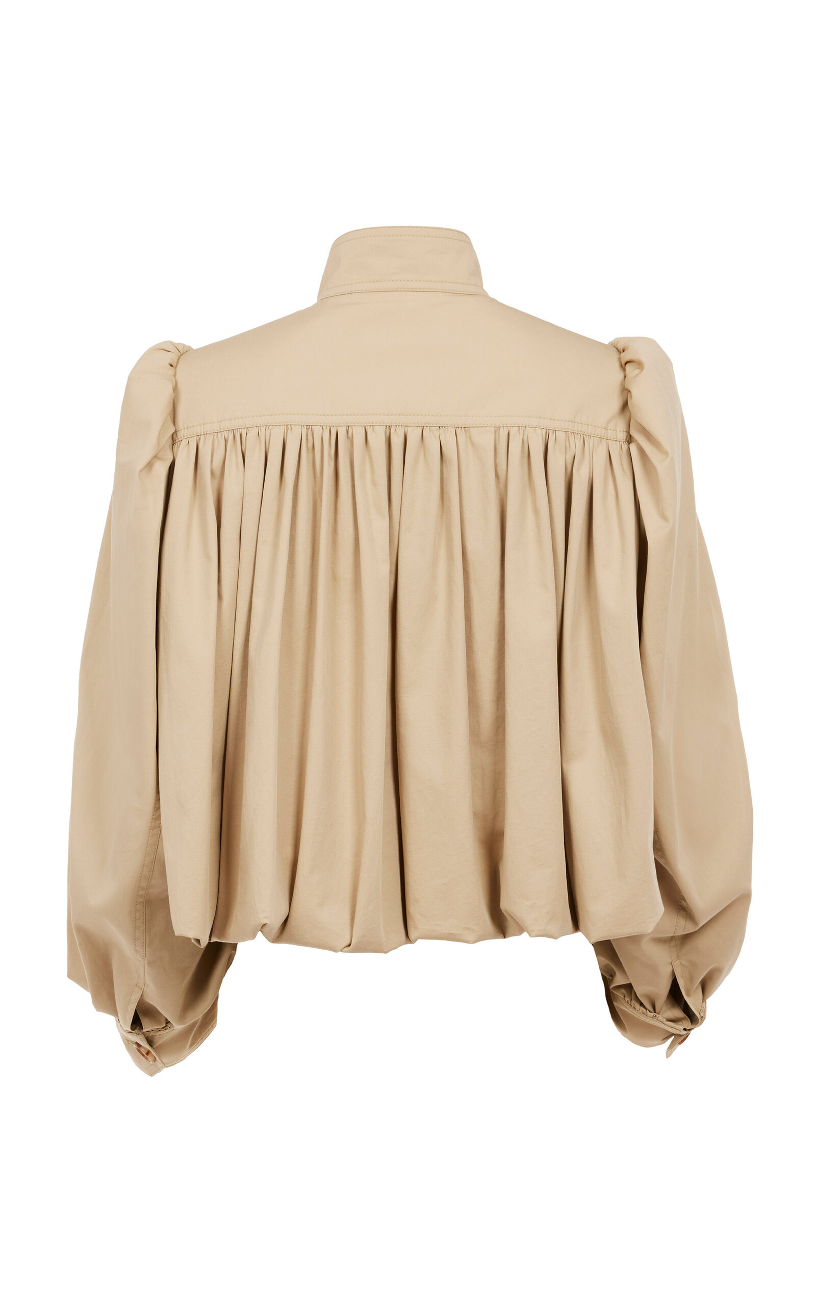 Puff-Sleeve Organic Cotton Gabardine Cropped Jacket grey - 5