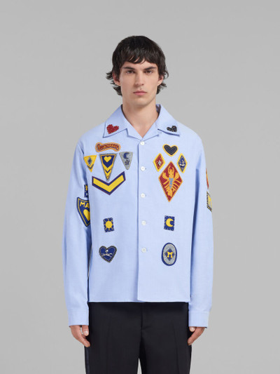 Marni BLUE COTTON OXFORD SHIRT WITH PATCHES outlook