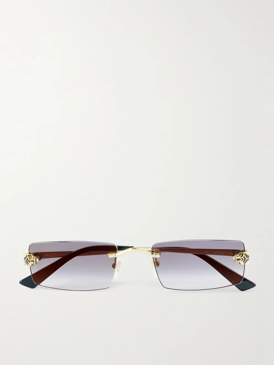Panthère de Cartier Rectangular-Frame Rimless Gold-Tone Sunglasses - 1