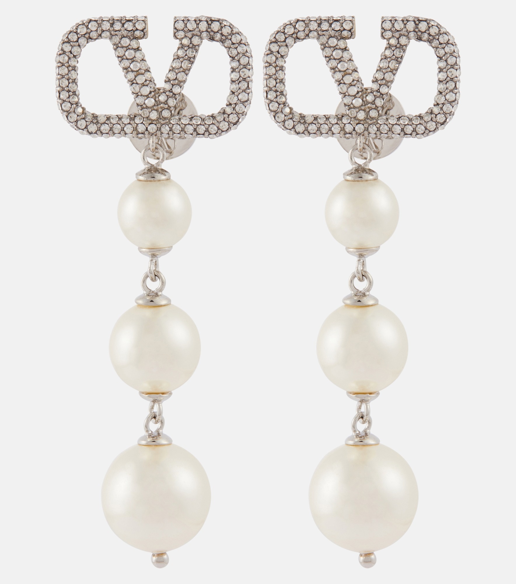 VLogo Signature faux pearl drop earrings - 1