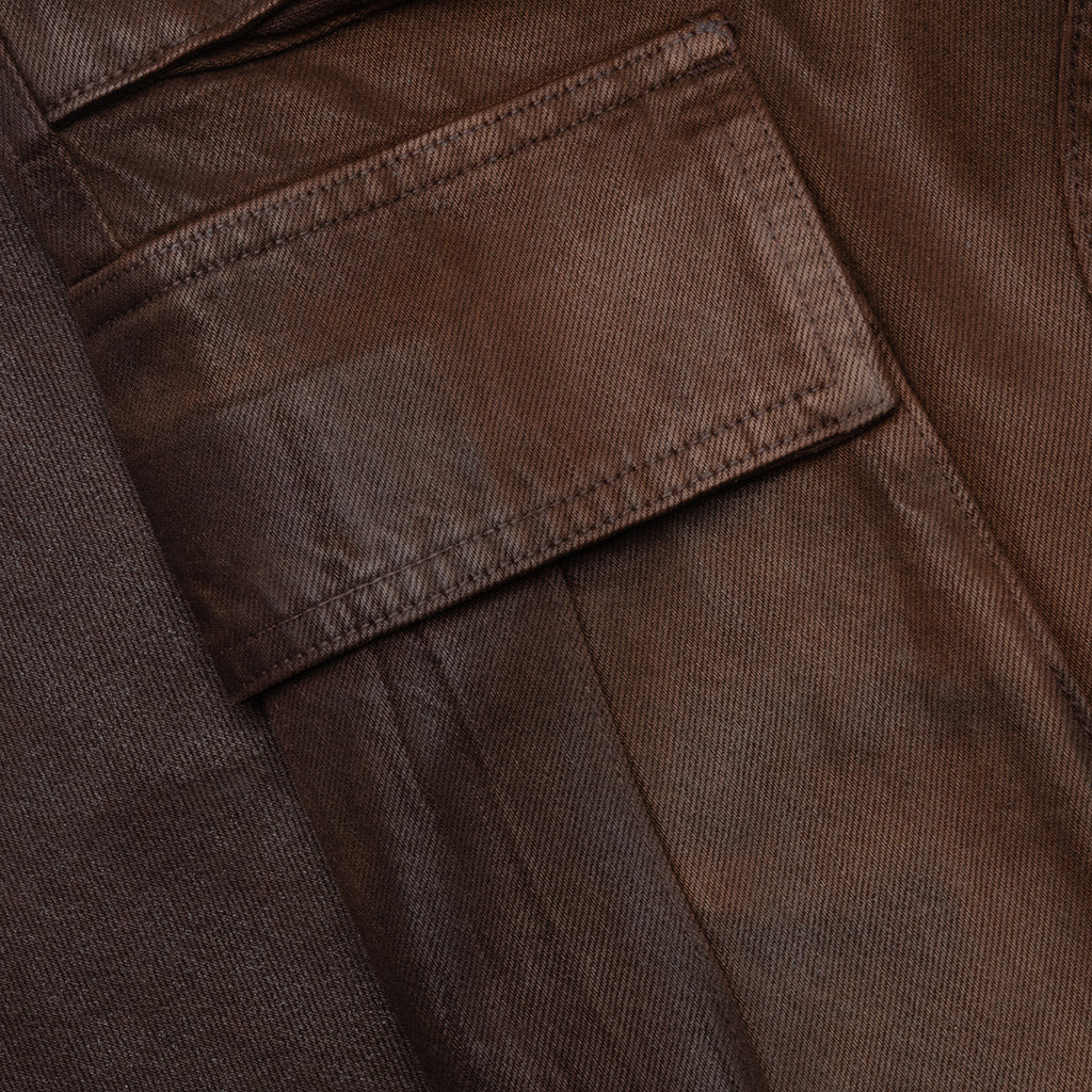 WAXED DENIM LOGO CARGO PANT -BROWN WASH - 4