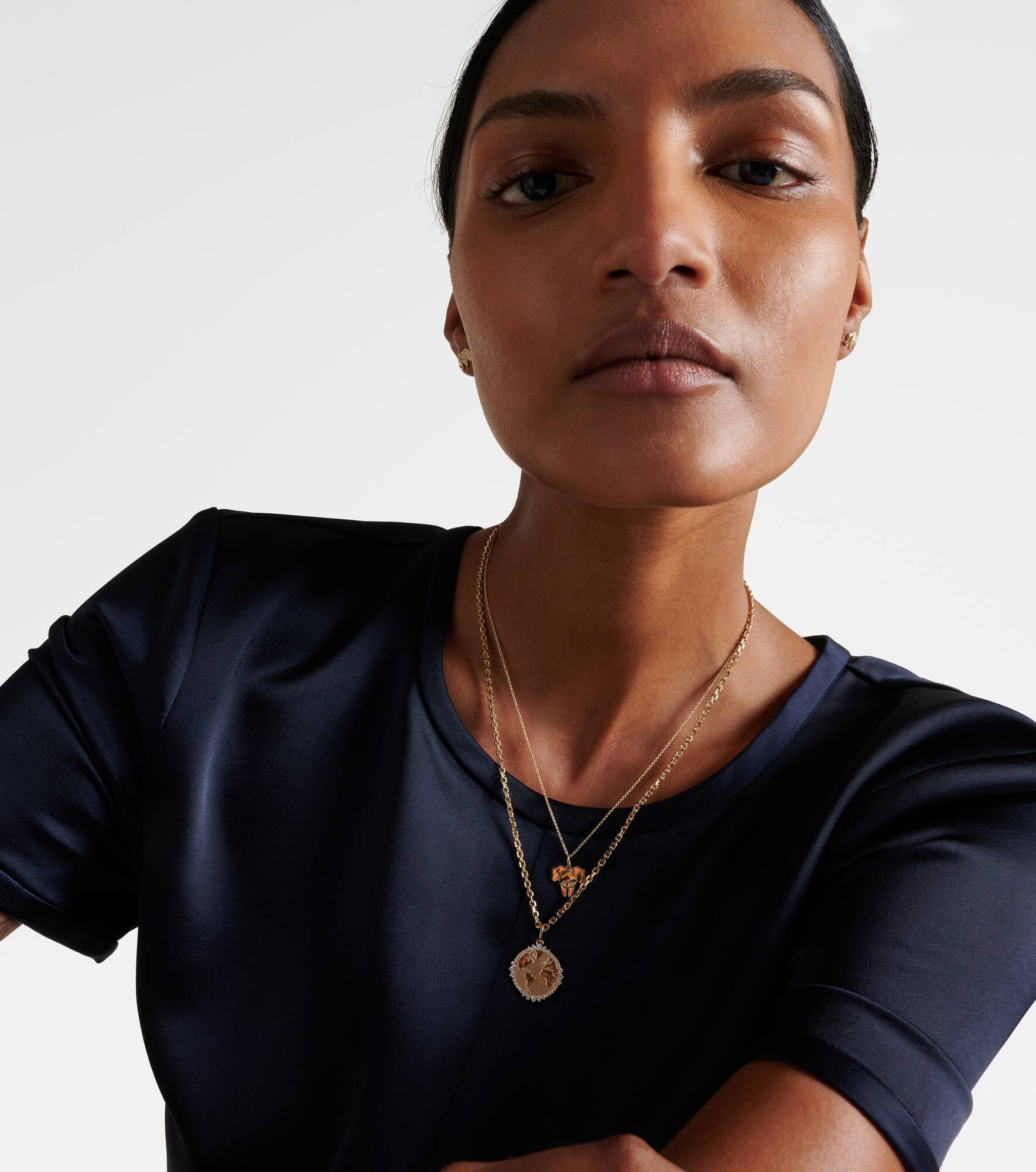 World Traveler 14kt gold pendant necklace with diamonds - 3