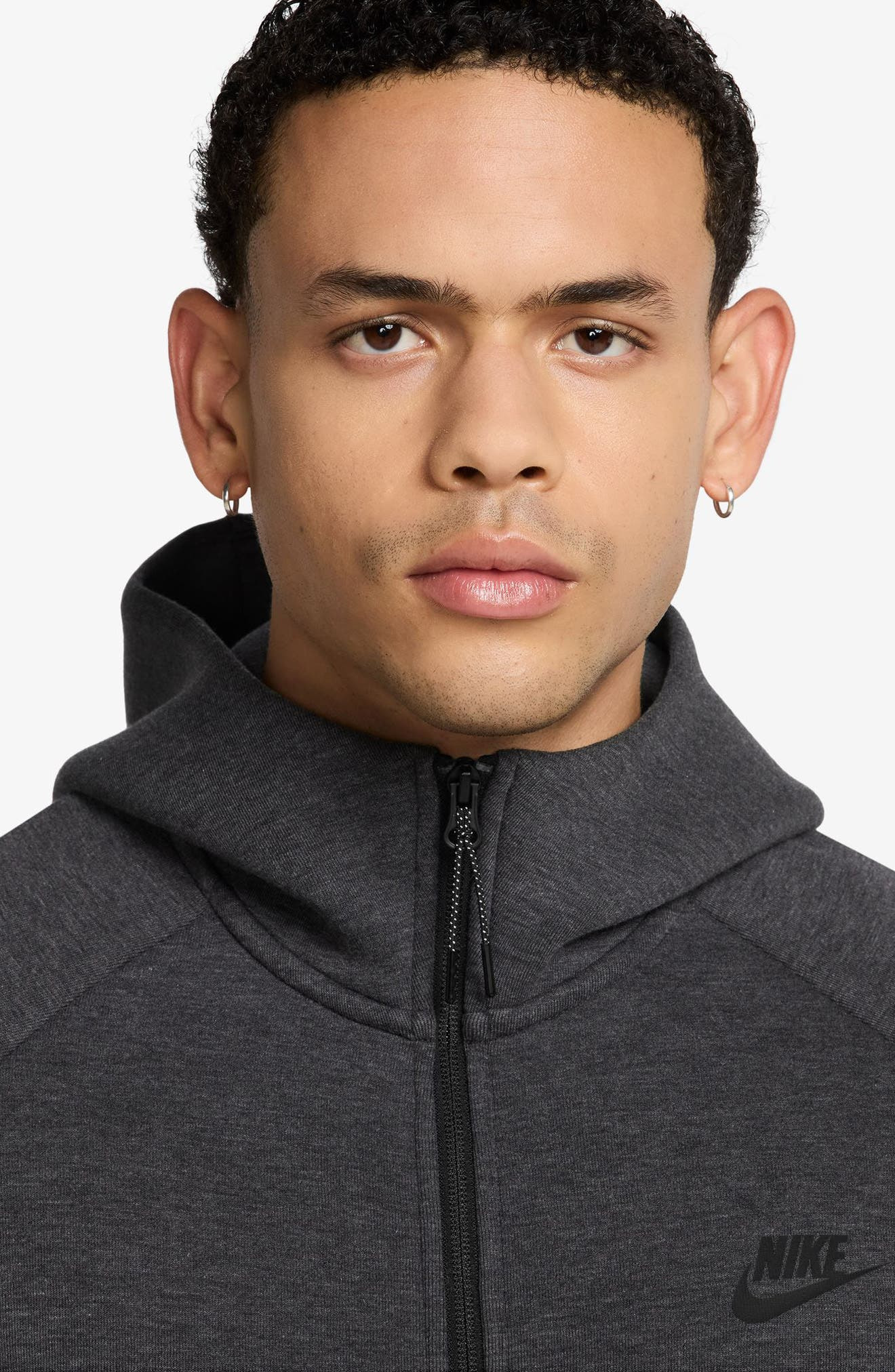 Nike Tech Windrunner Zip Hoodie in Black Heather /Black at Nordstrom - 3