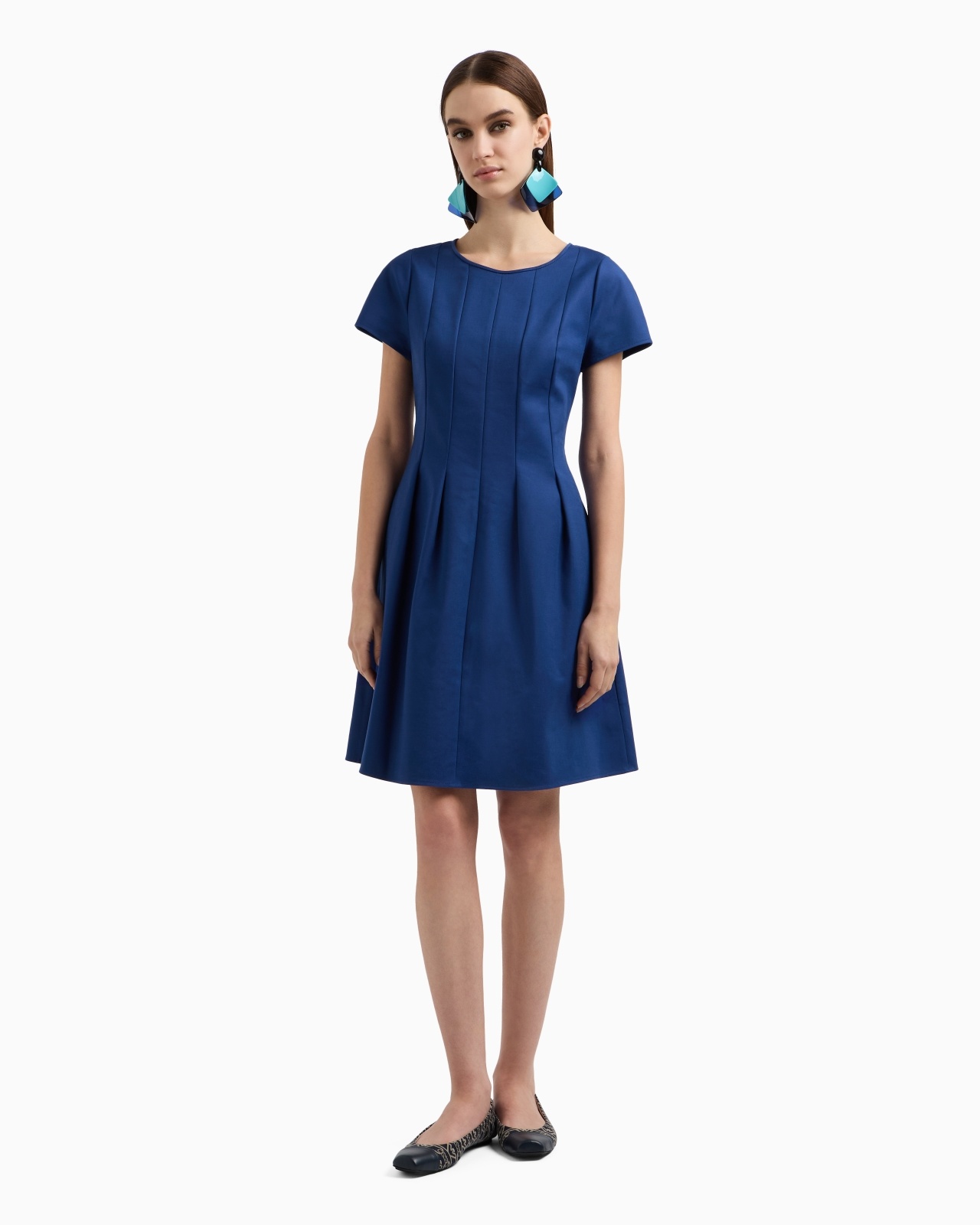 COUTURE COTTON BLEND DRESS WITH PLEATS - 2